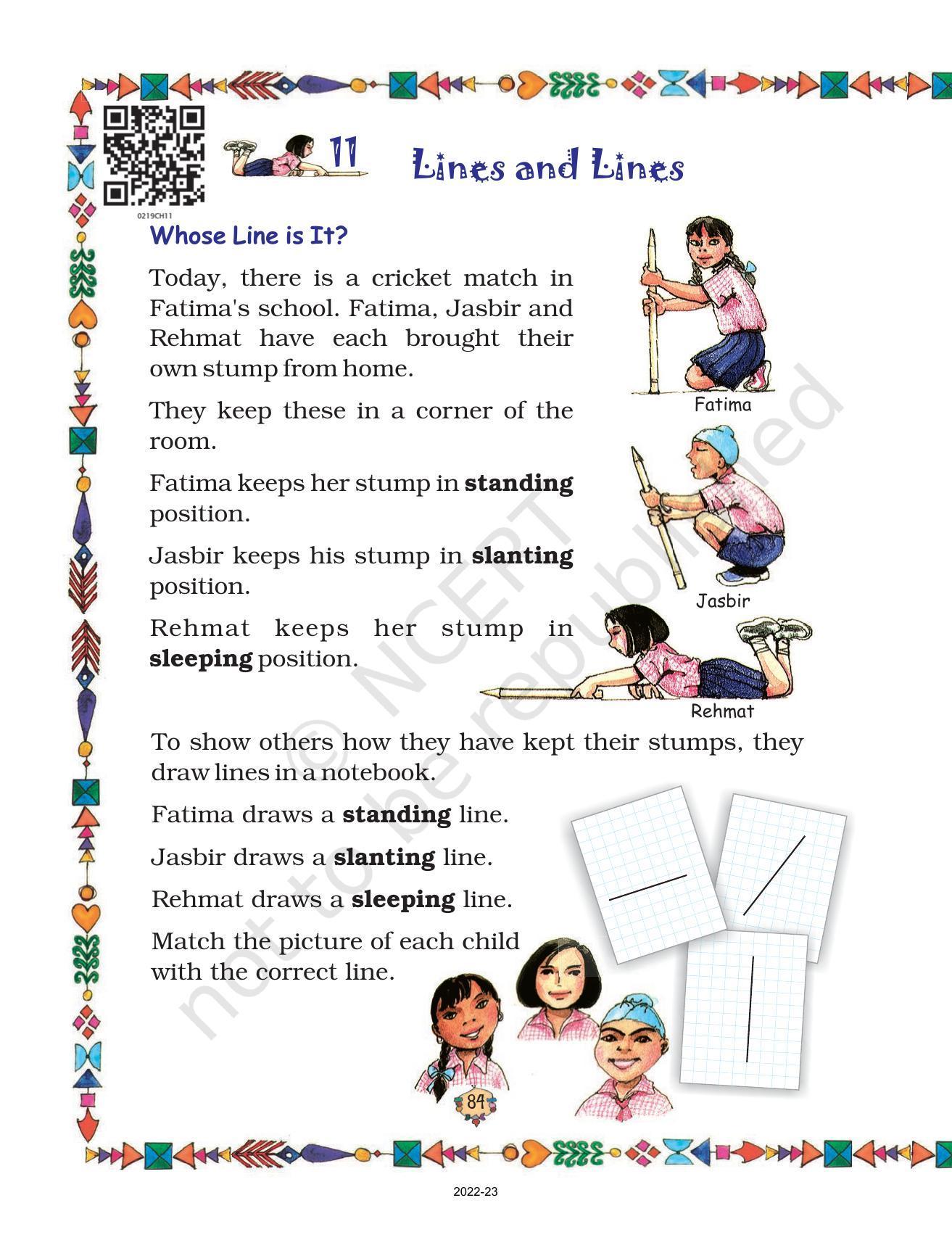 NCERT Book for Class 2 Maths Chapter 11-Lines and Lines - Page 1