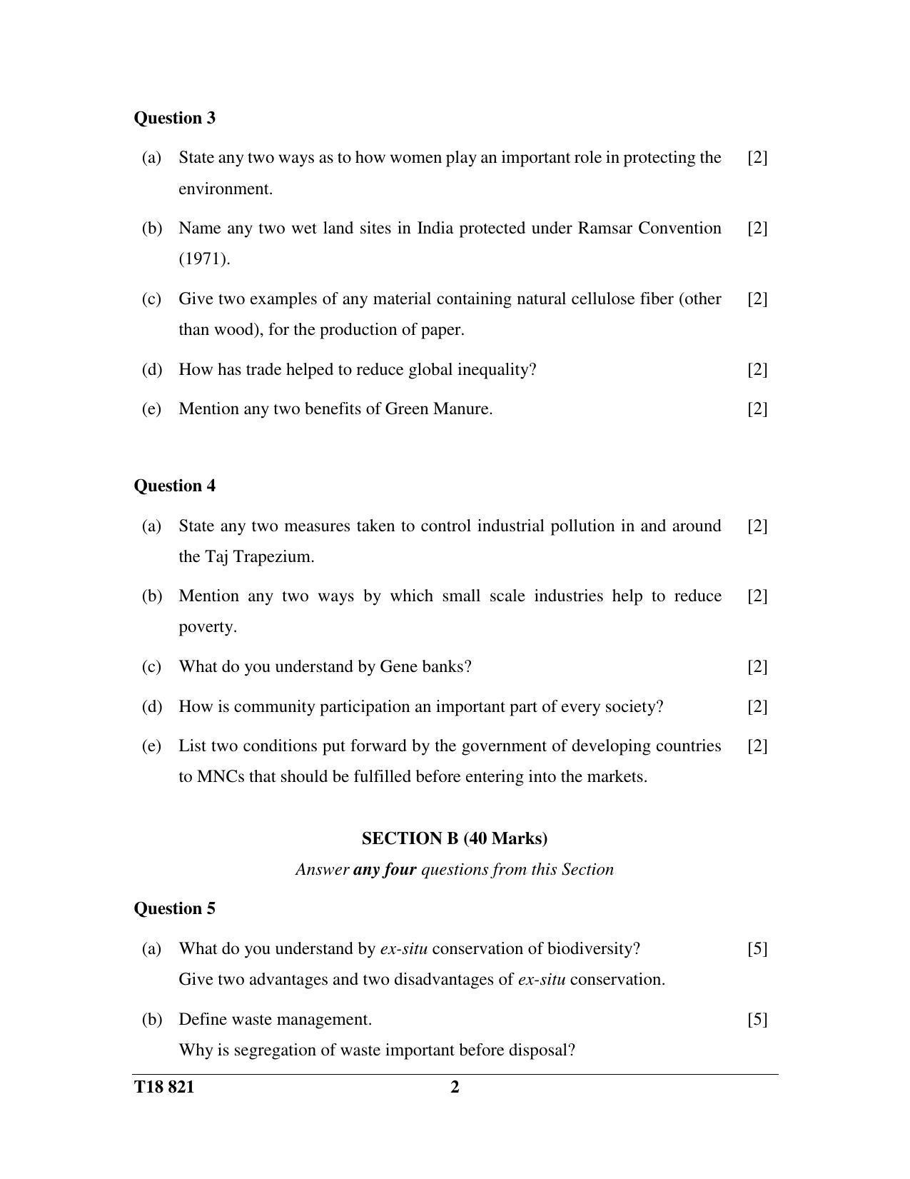 ISC Class 12 2018 Environmental Science Question Paper - Page 2