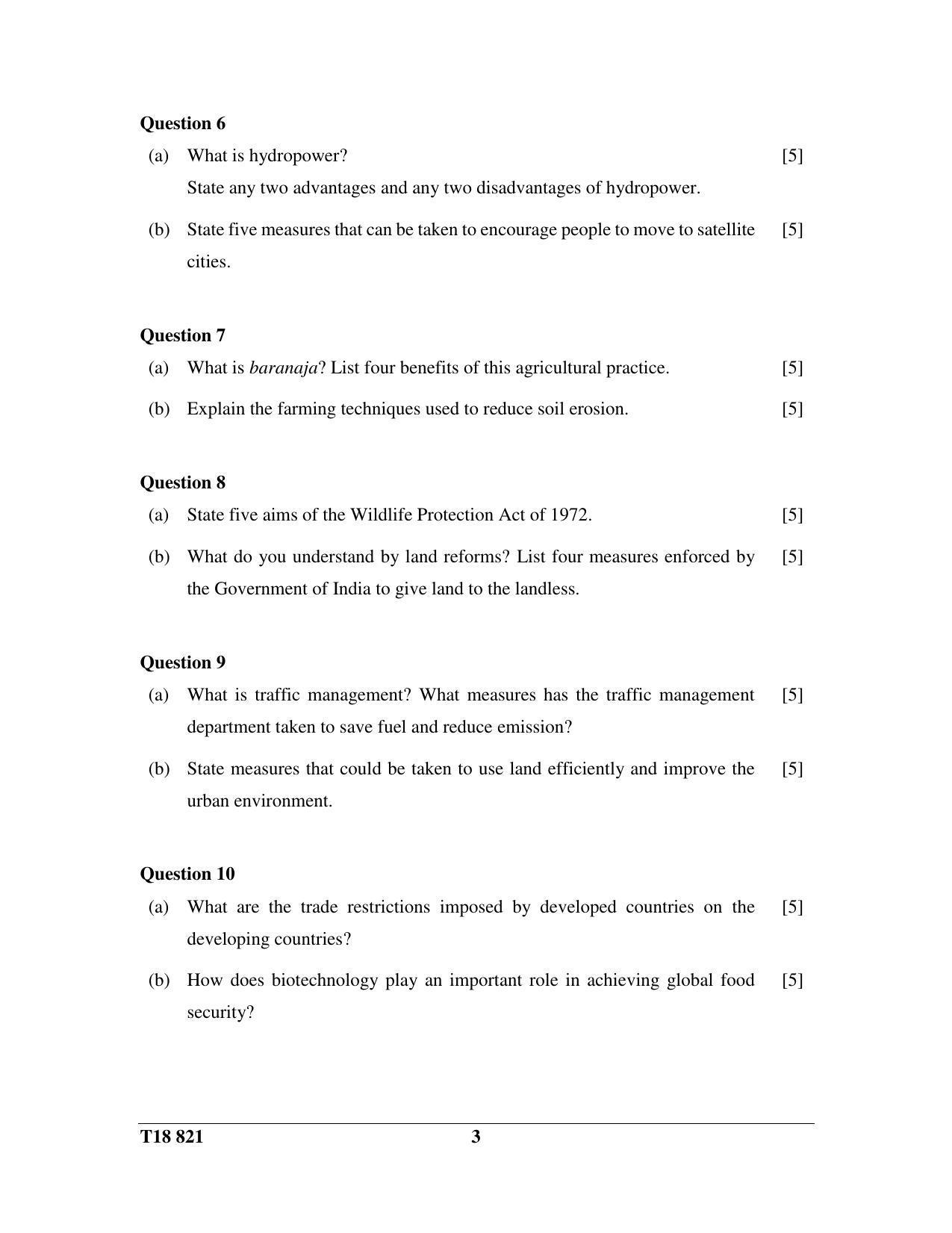 ISC Class 12 2018 Environmental Science Question Paper - Page 3