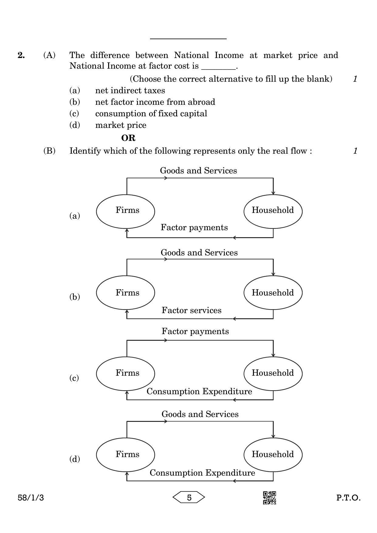CBSE Class 12 58-1-3 Economics 2023 Question Paper - Page 5
