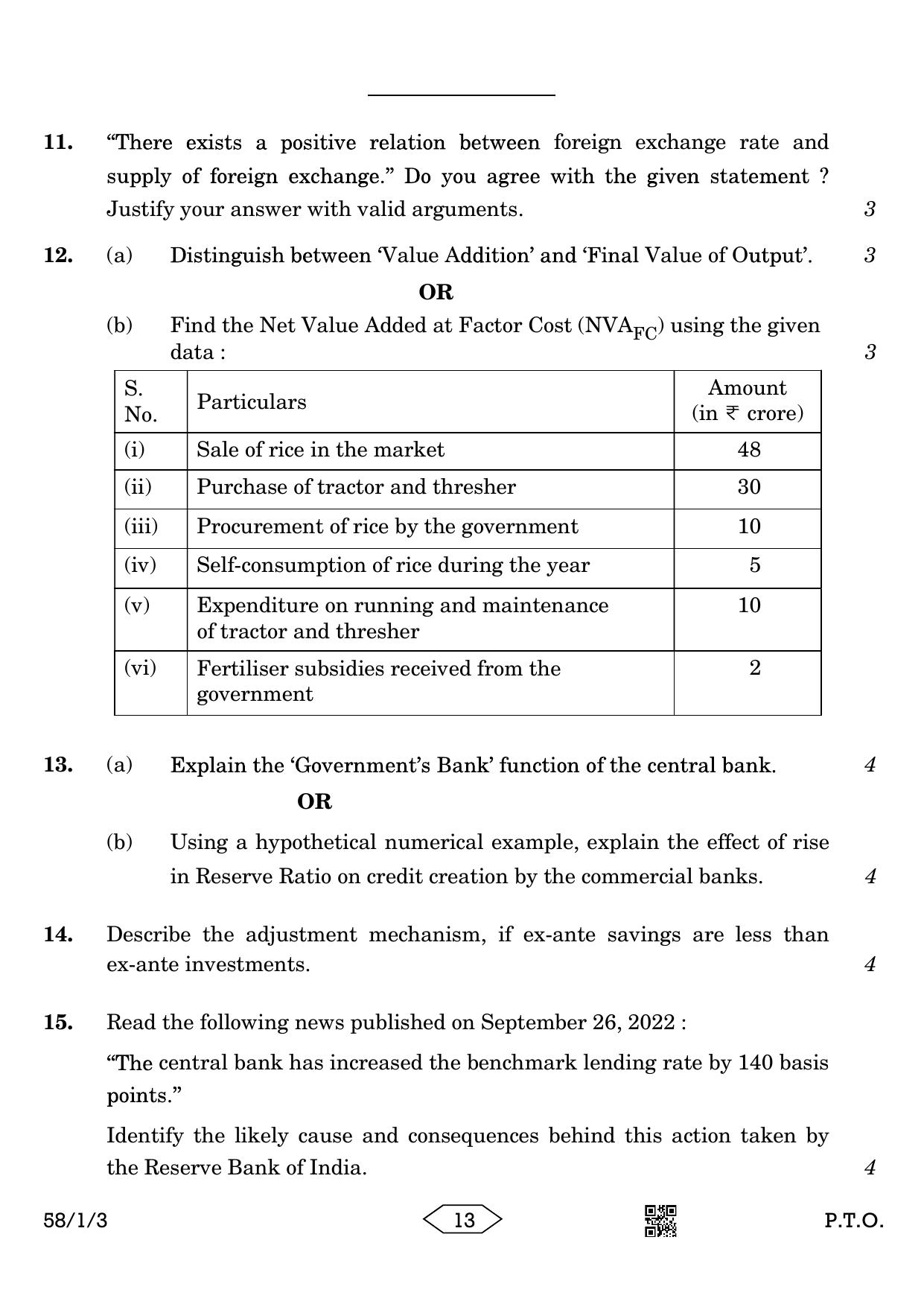 CBSE Class 12 58-1-3 Economics 2023 Question Paper - Page 13