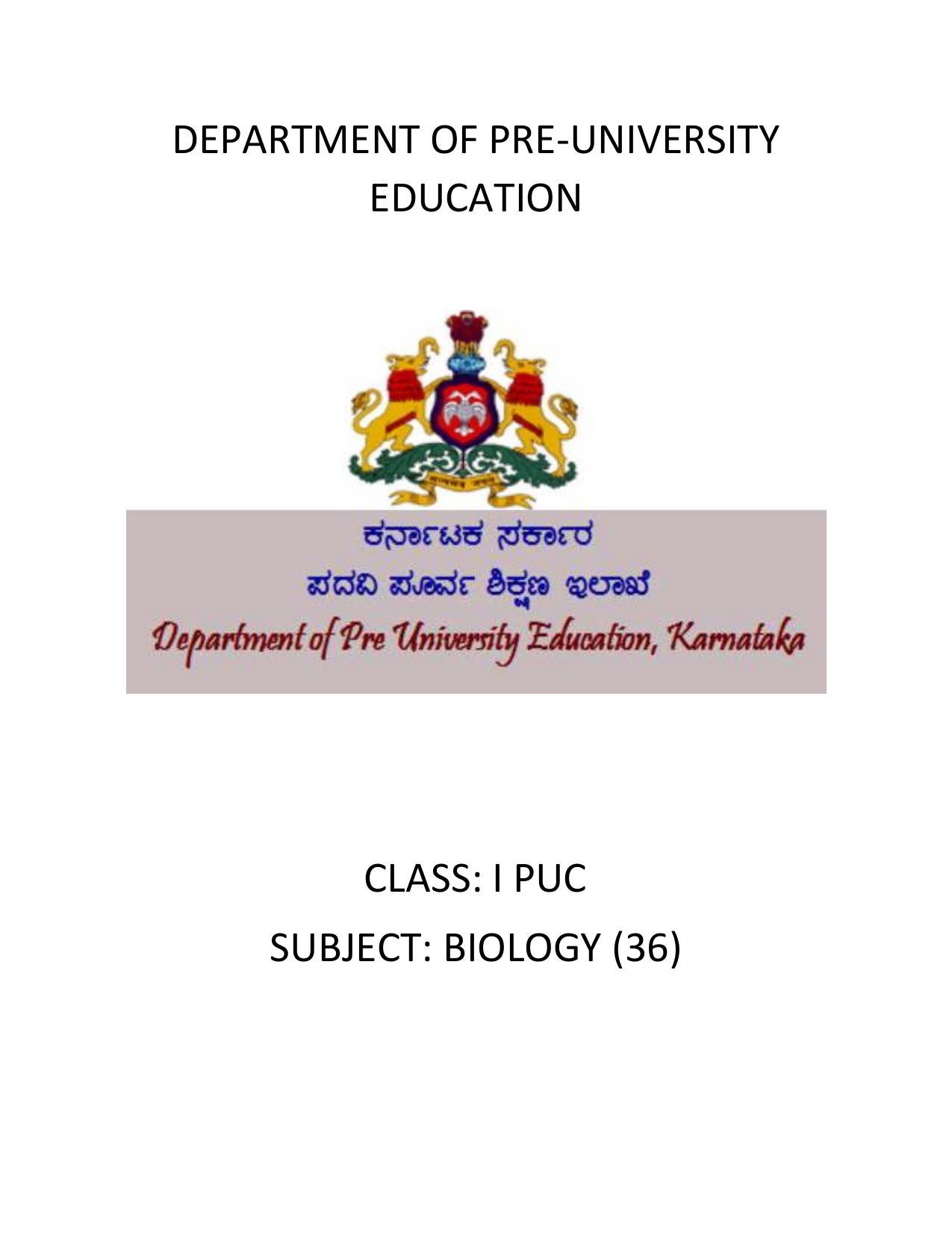 Karnataka 1st PUC Question Bank for Biology - Page 1