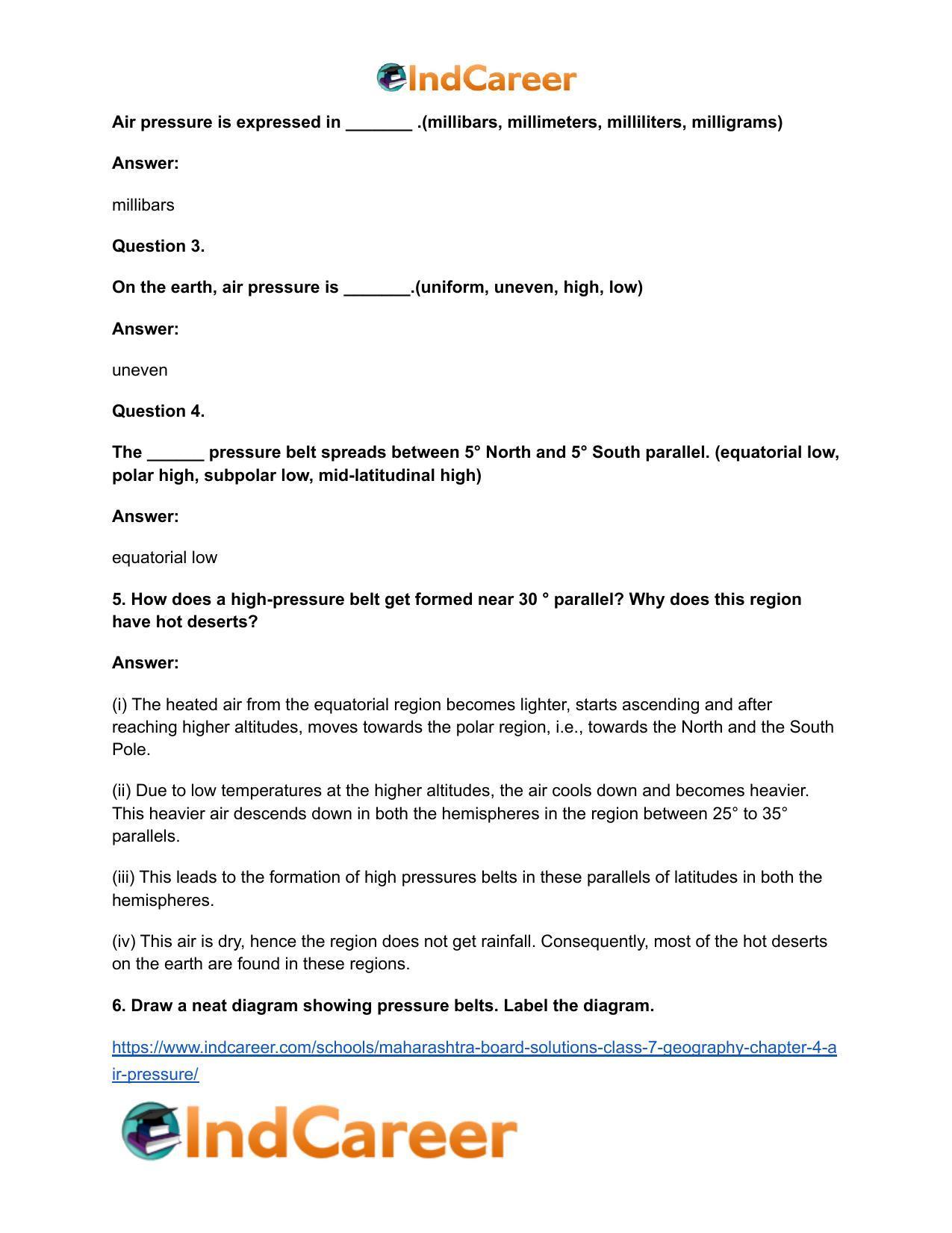 Maharashtra Board Solutions Class 7-Geography: Chapter 4- Air Pressure - Page 5