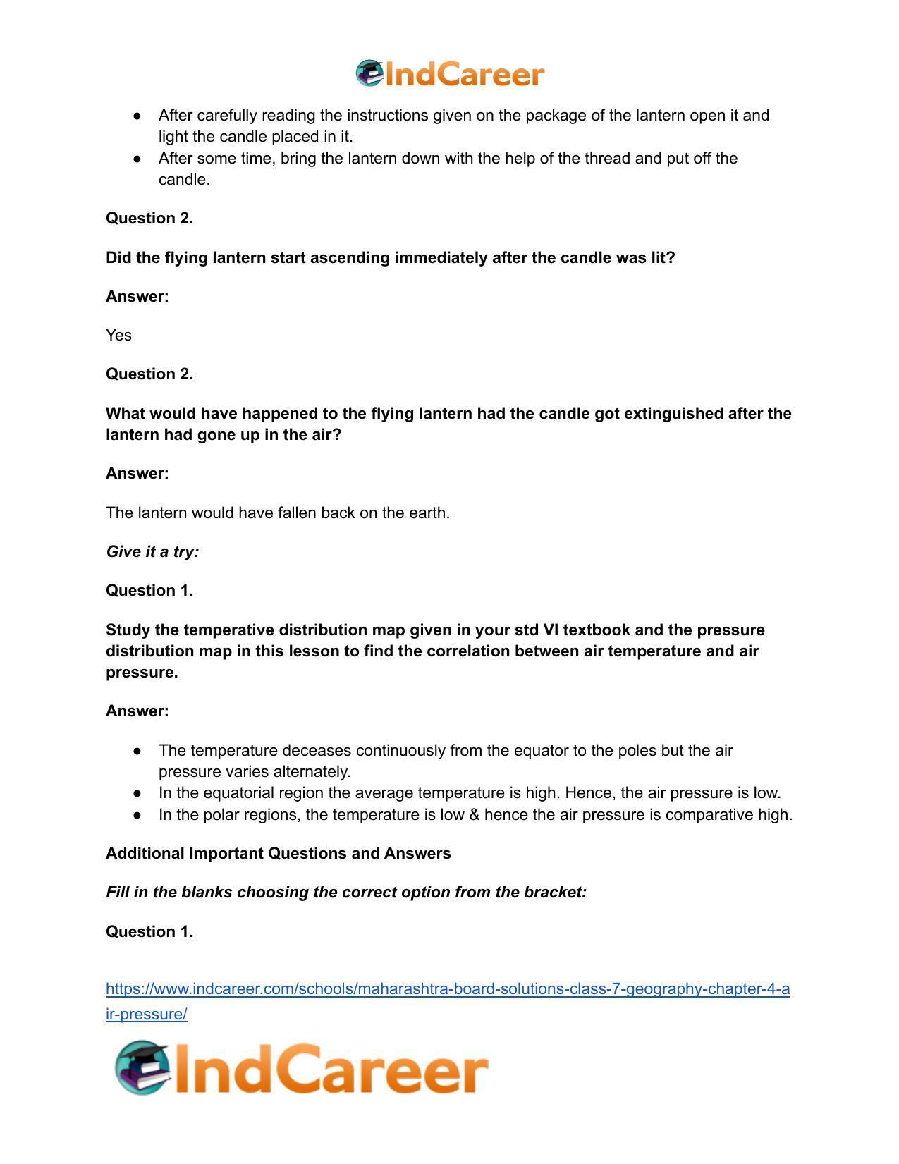 Maharashtra Board Solutions Class 7-Geography: Chapter 4- Air Pressure - Page 10