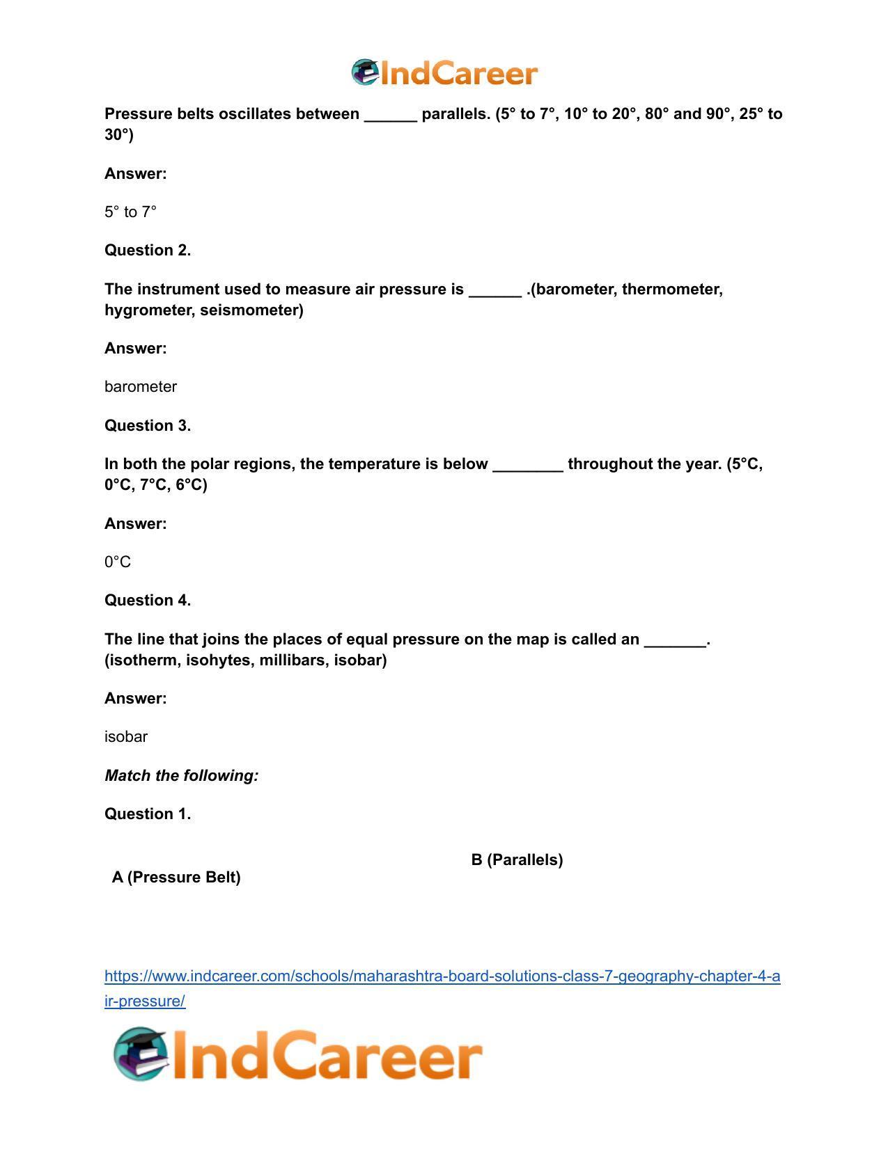 Maharashtra Board Solutions Class 7-Geography: Chapter 4- Air Pressure - Page 11