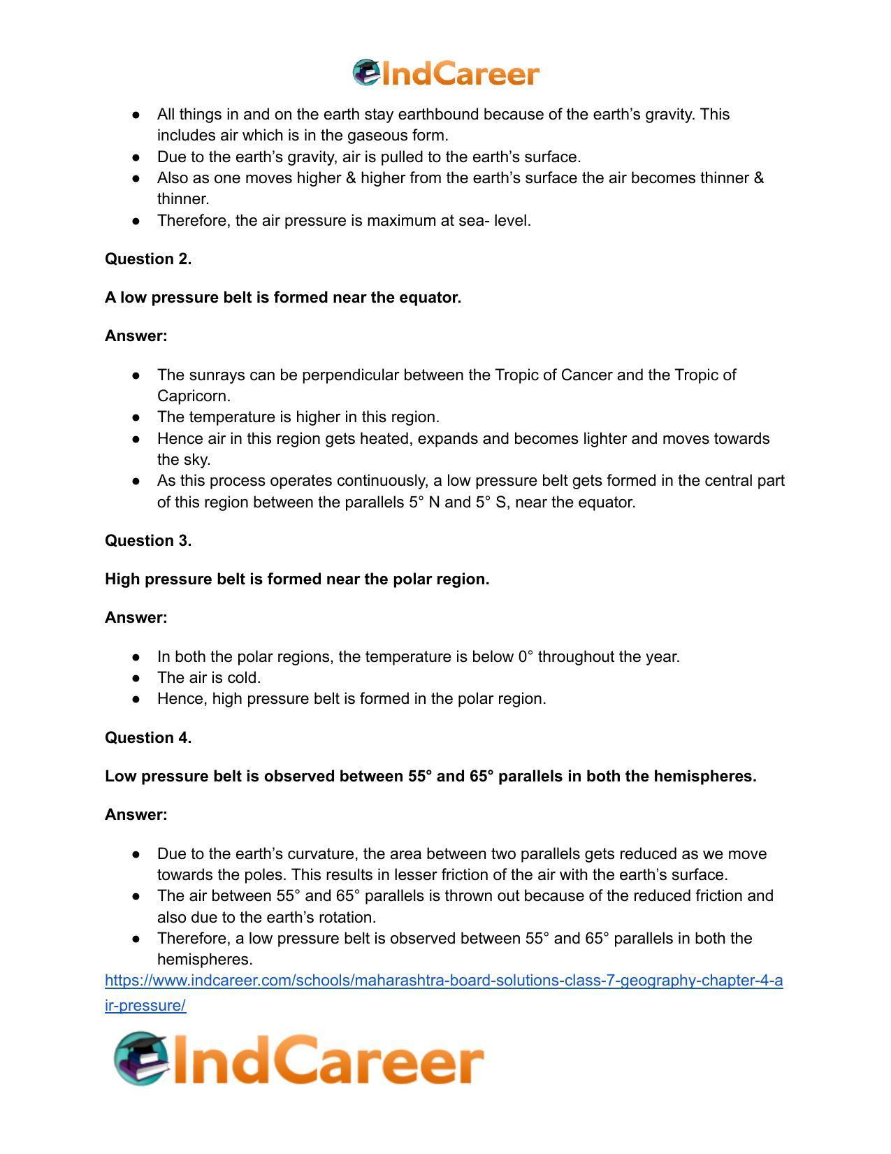 Maharashtra Board Solutions Class 7-Geography: Chapter 4- Air Pressure - Page 16