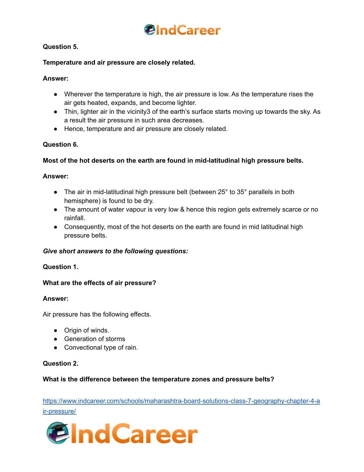 Maharashtra Board Solutions Class 7-Geography: Chapter 4- Air Pressure - Page 17