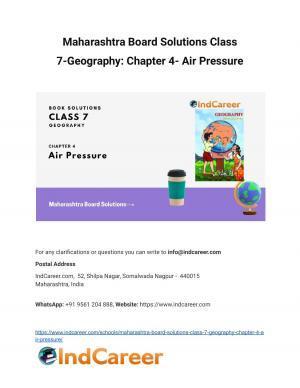 Maharashtra Board Solutions Class 7-Geography: Chapter 4- Air Pressure