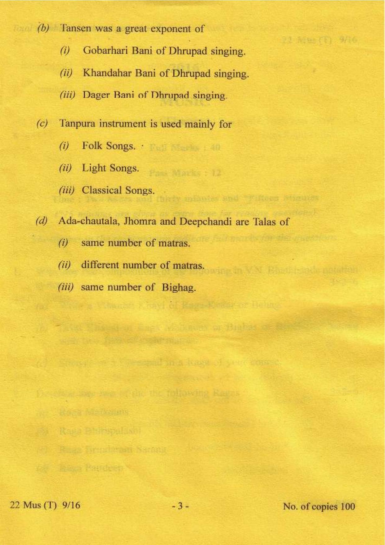 COHSEM Class 12 Music 2016 Question Papers - Page 3