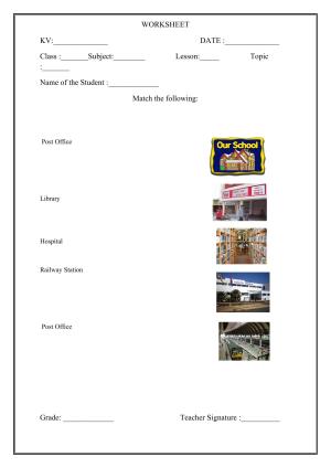 Worksheet for Class 1 EVS Neighbourhood Assignment 2
