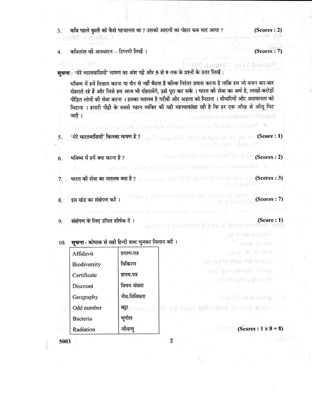 Kerala Plus Two 2017 Hindi Question Papers - Page 2