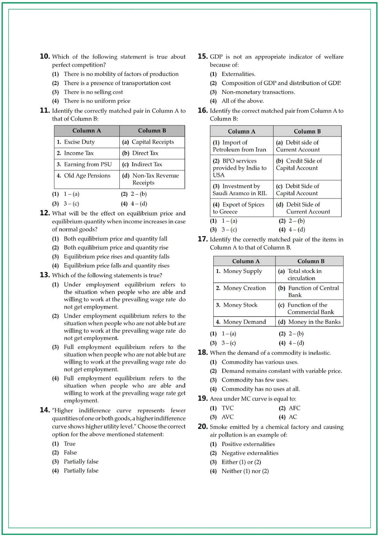 CUET UG Economics Sample Paper 11 - Page 2