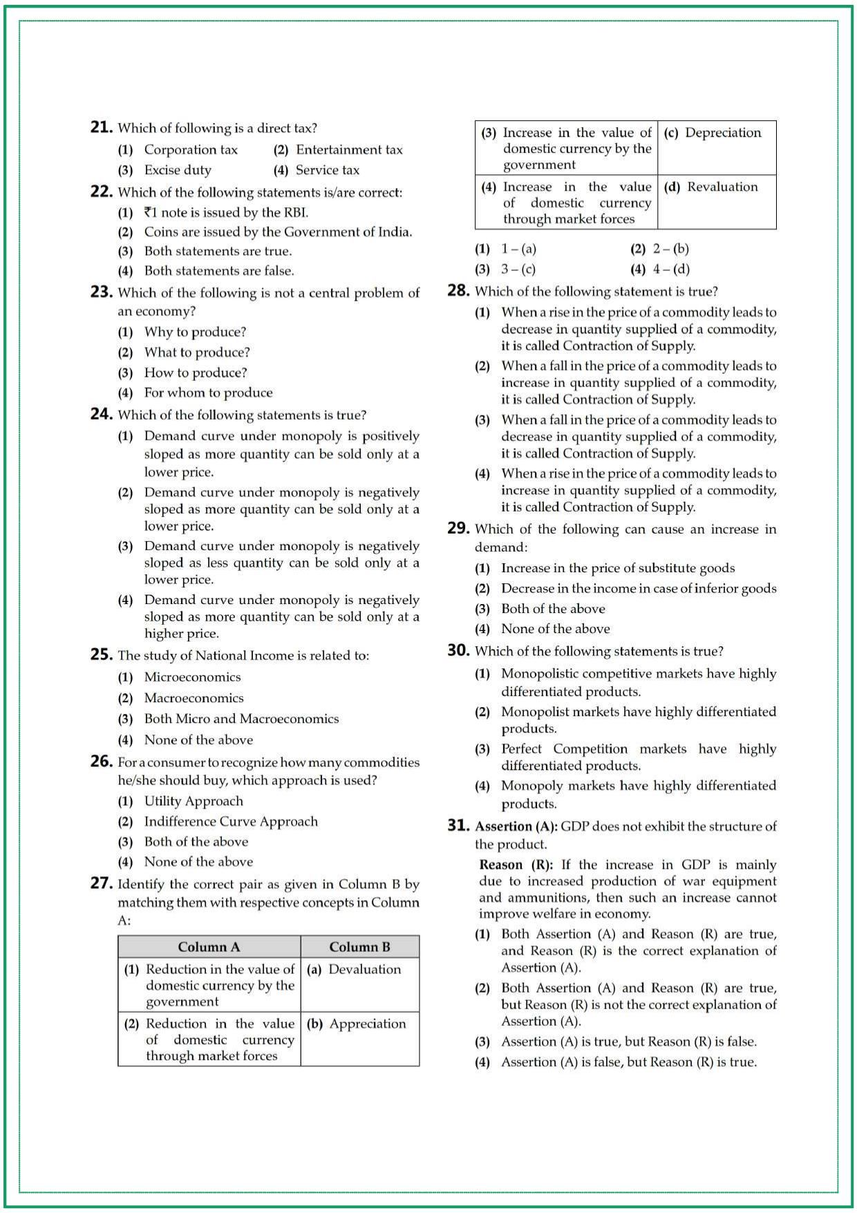 CUET UG Economics Sample Paper 11 - Page 3