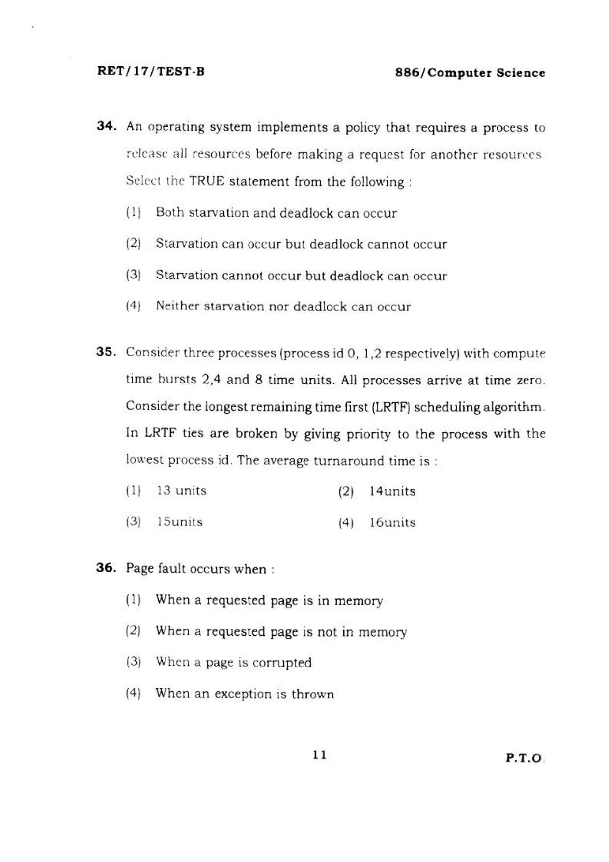  BHU RET COMPUTER SCIENCE 2017 Question Paper - Page 12