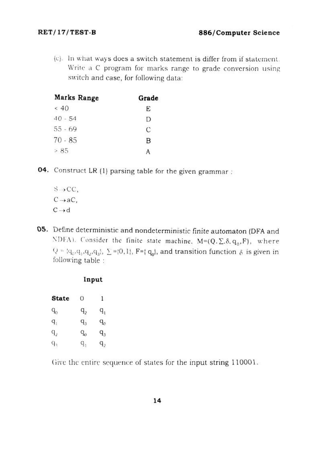  BHU RET COMPUTER SCIENCE 2017 Question Paper - Page 15
