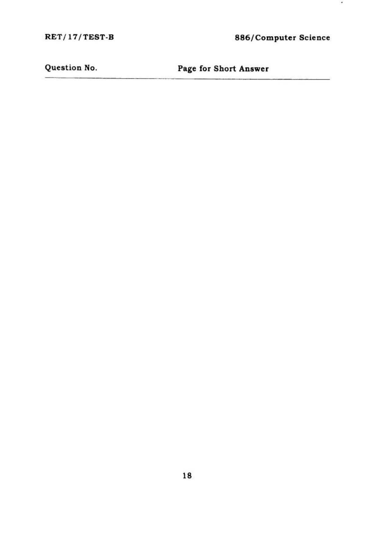  BHU RET COMPUTER SCIENCE 2017 Question Paper - Page 19