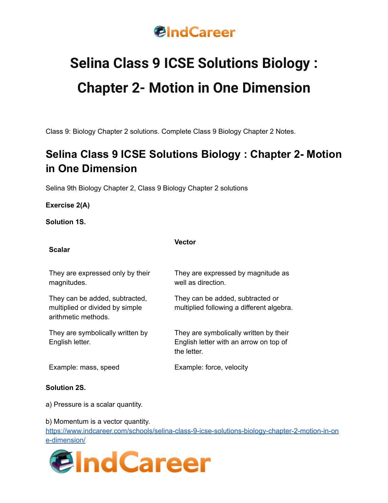 Selina Class 9 ICSE Solutions Biology : Chapter 2- Motion in One Dimension - Page 2