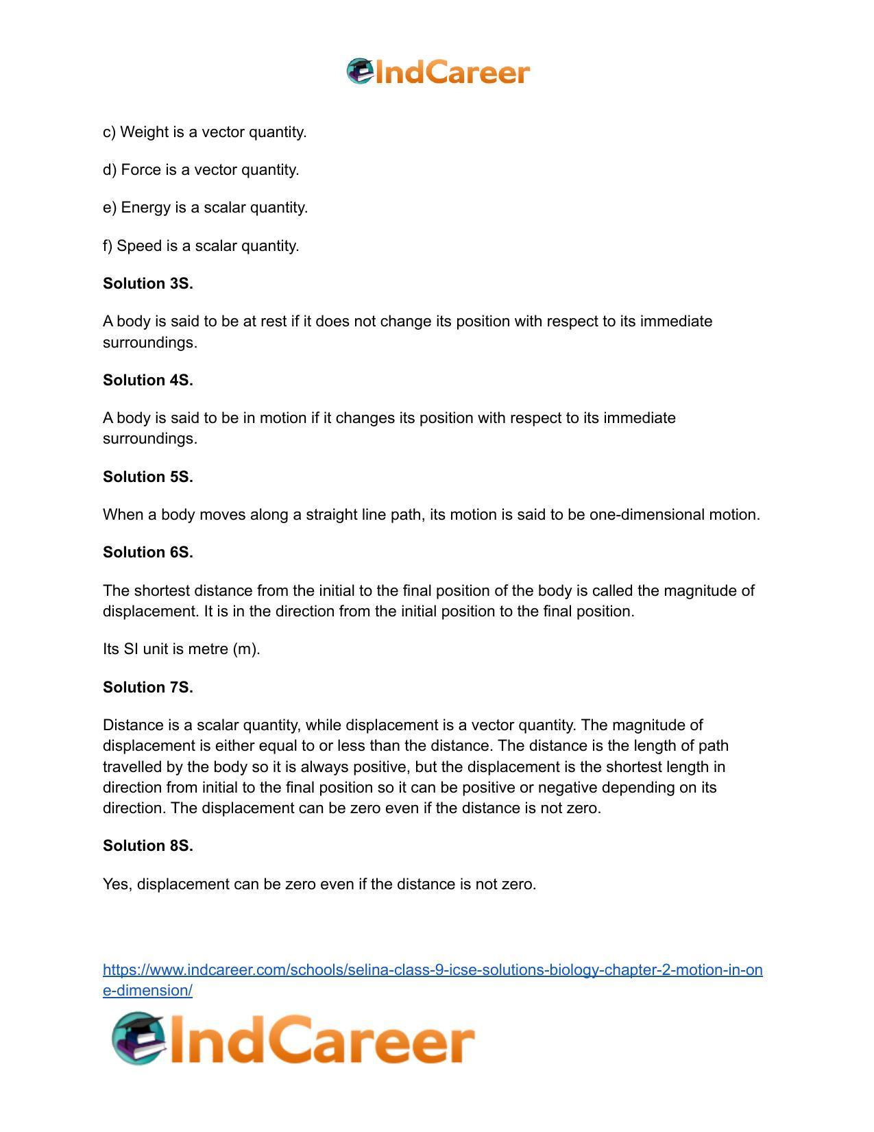Selina Class 9 ICSE Solutions Biology : Chapter 2- Motion in One Dimension - Page 3