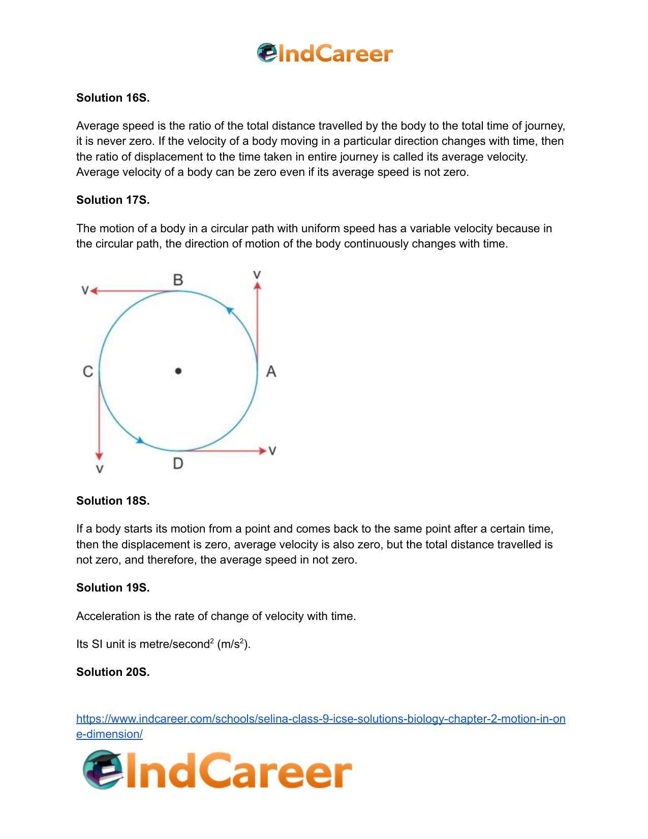 Selina Class 9 ICSE Solutions Biology : Chapter 2- Motion in One Dimension - Page 5