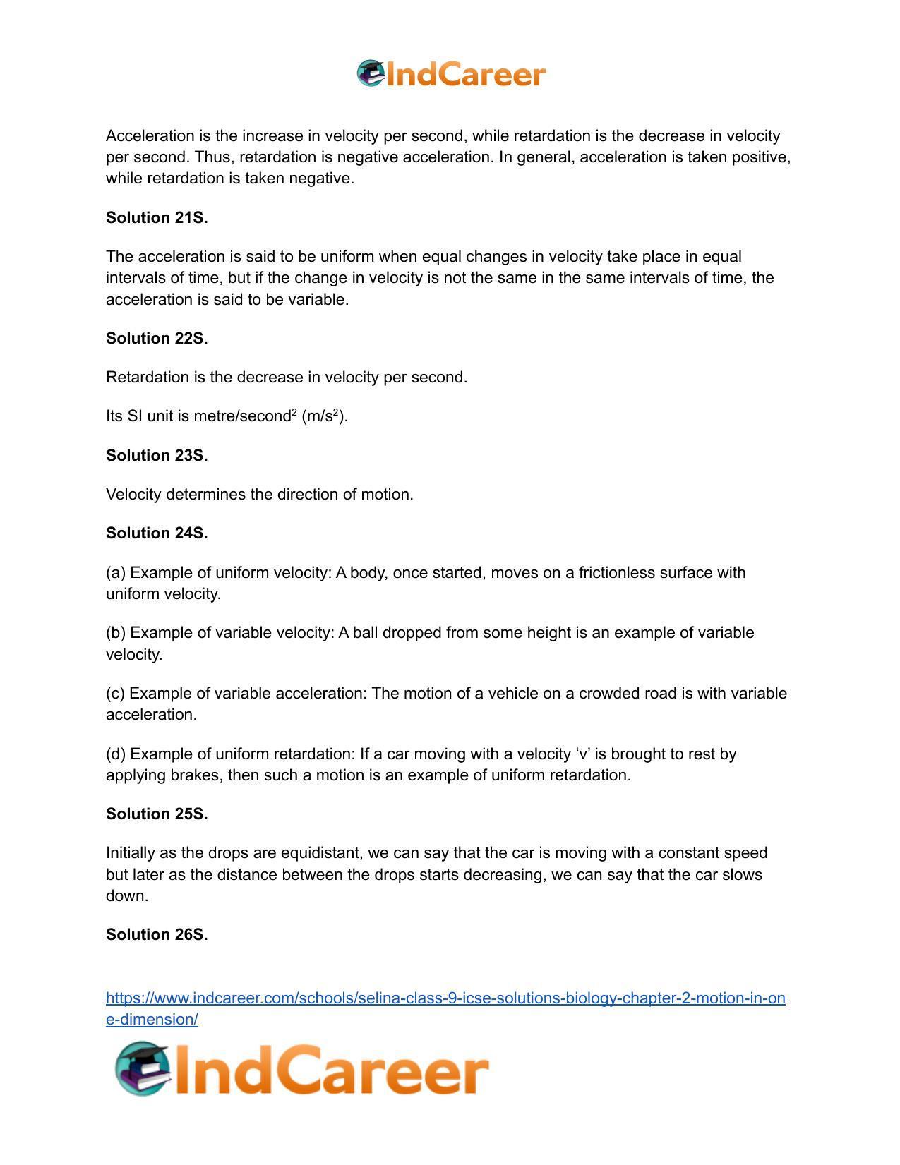 Selina Class 9 ICSE Solutions Biology : Chapter 2- Motion in One Dimension - Page 6