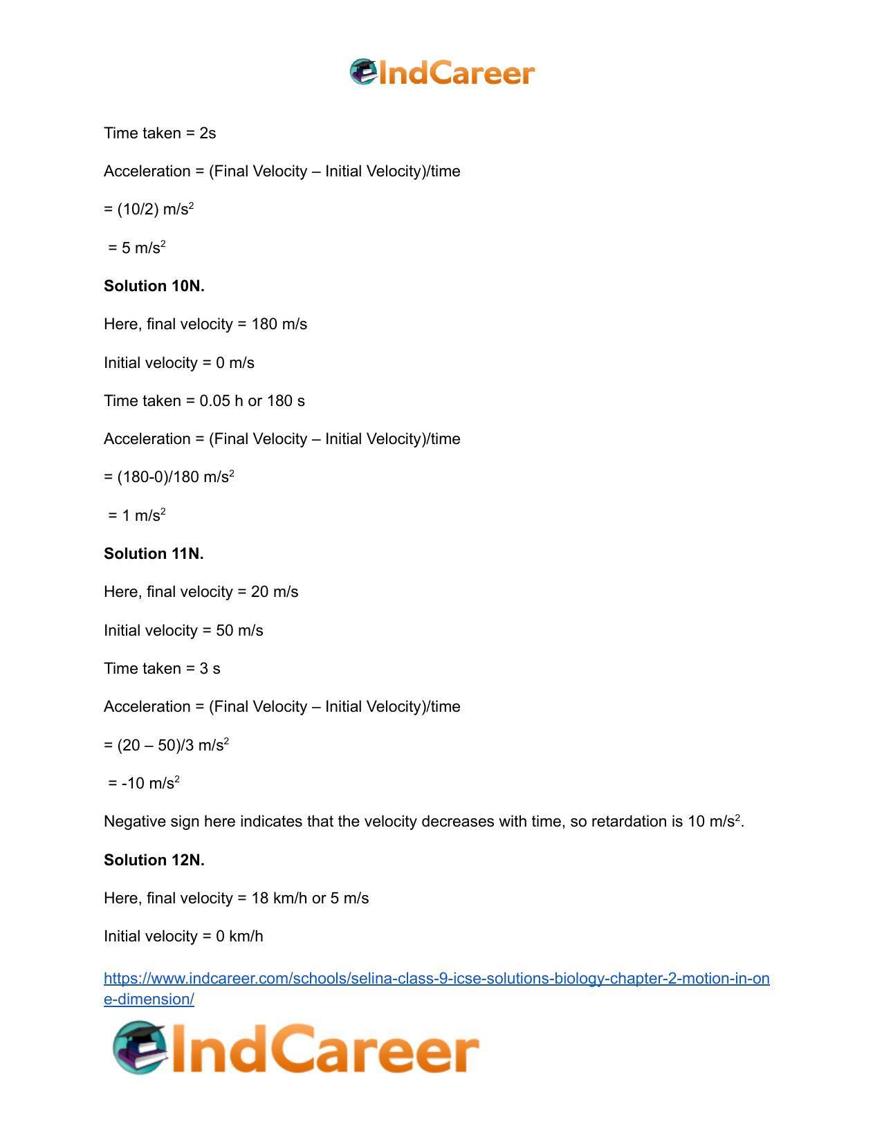 Selina Class 9 ICSE Solutions Biology : Chapter 2- Motion in One Dimension - Page 10