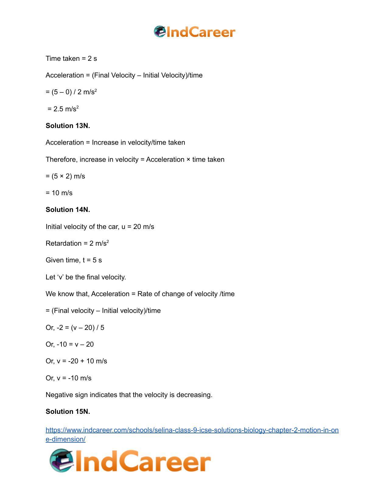 Selina Class 9 ICSE Solutions Biology : Chapter 2- Motion in One Dimension - Page 11