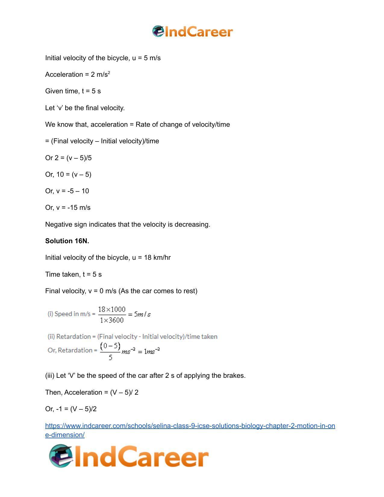 Selina Class 9 ICSE Solutions Biology : Chapter 2- Motion in One Dimension - Page 12