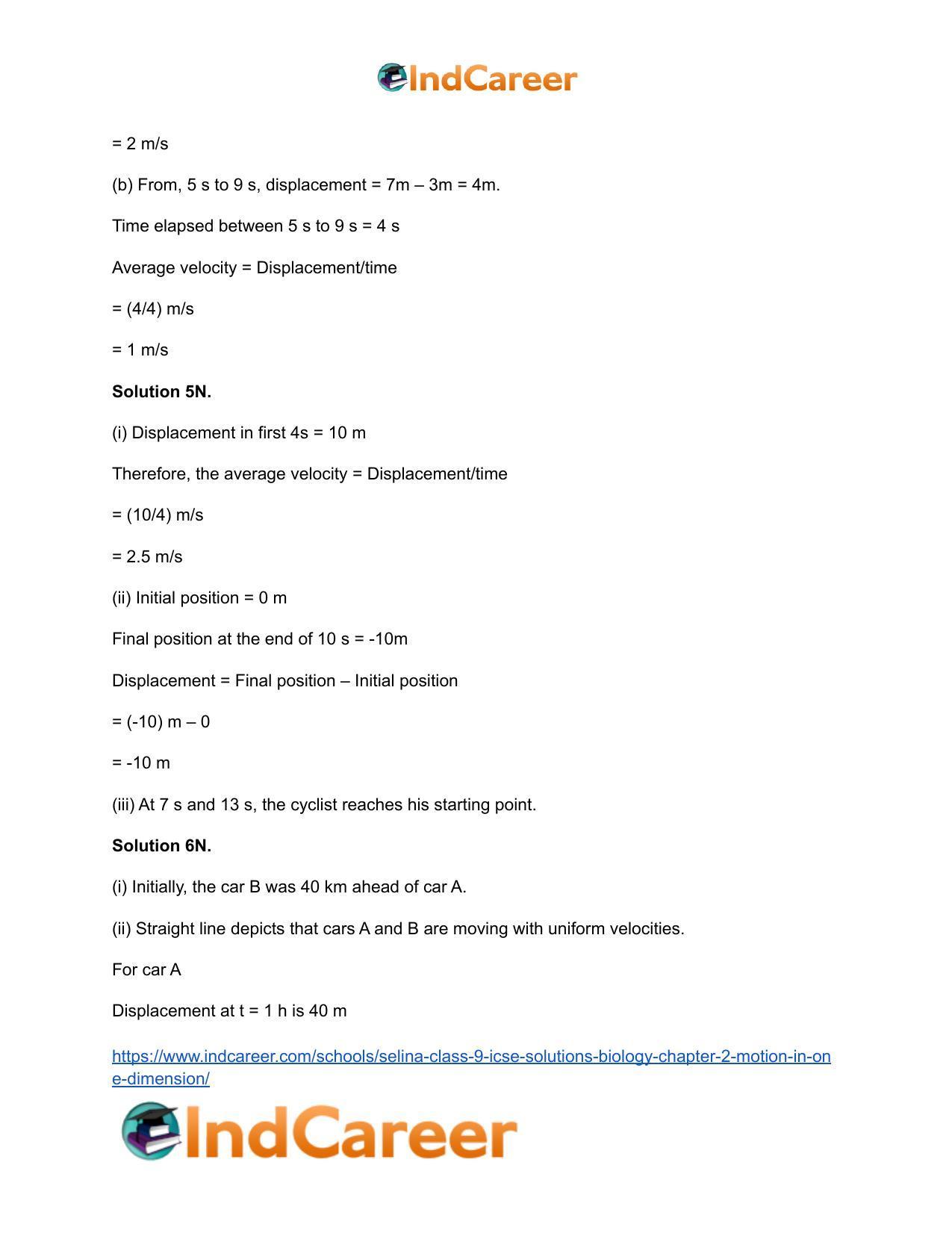 Selina Class 9 ICSE Solutions Biology : Chapter 2- Motion in One Dimension - Page 21