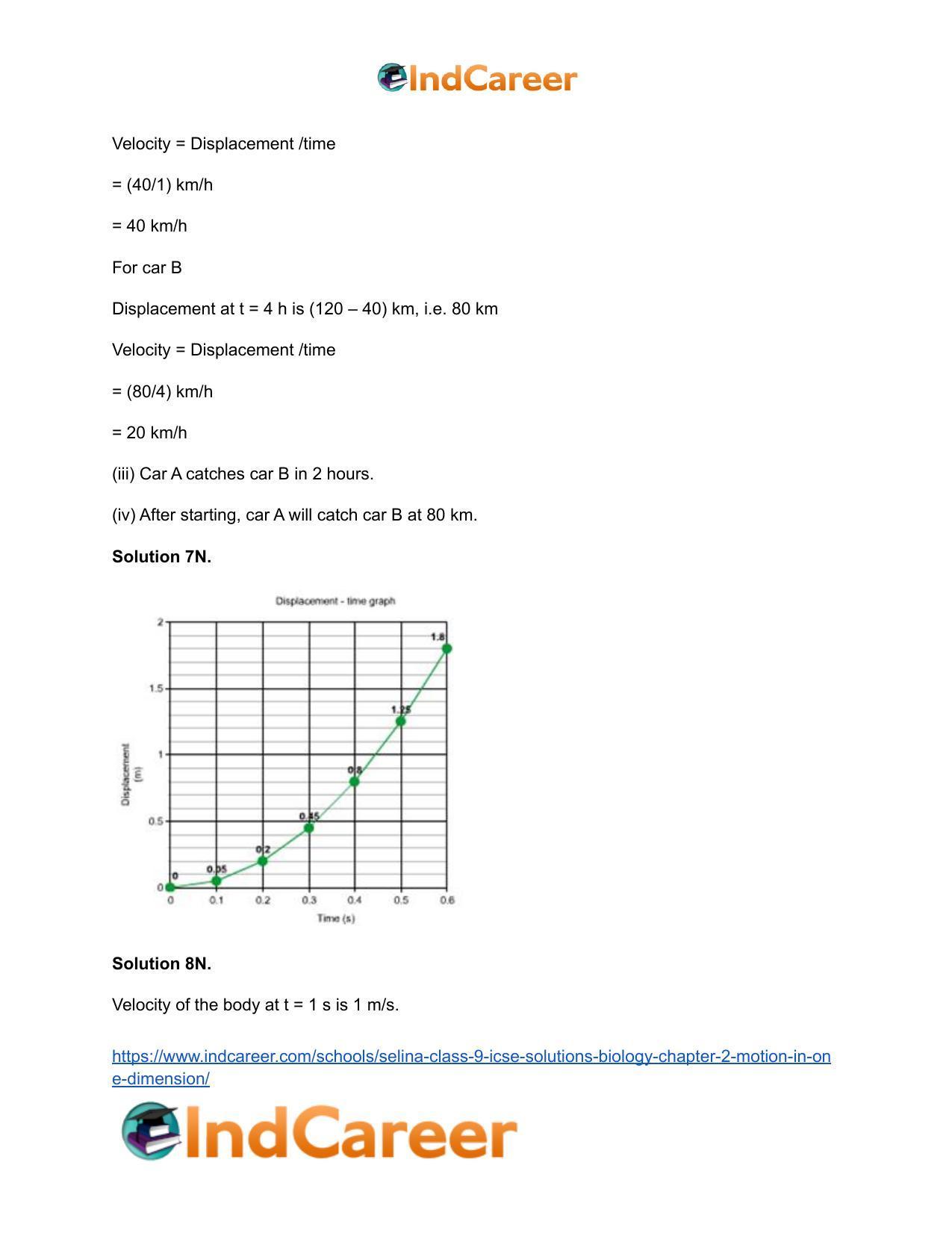 Selina Class 9 ICSE Solutions Biology : Chapter 2- Motion in One Dimension - Page 22