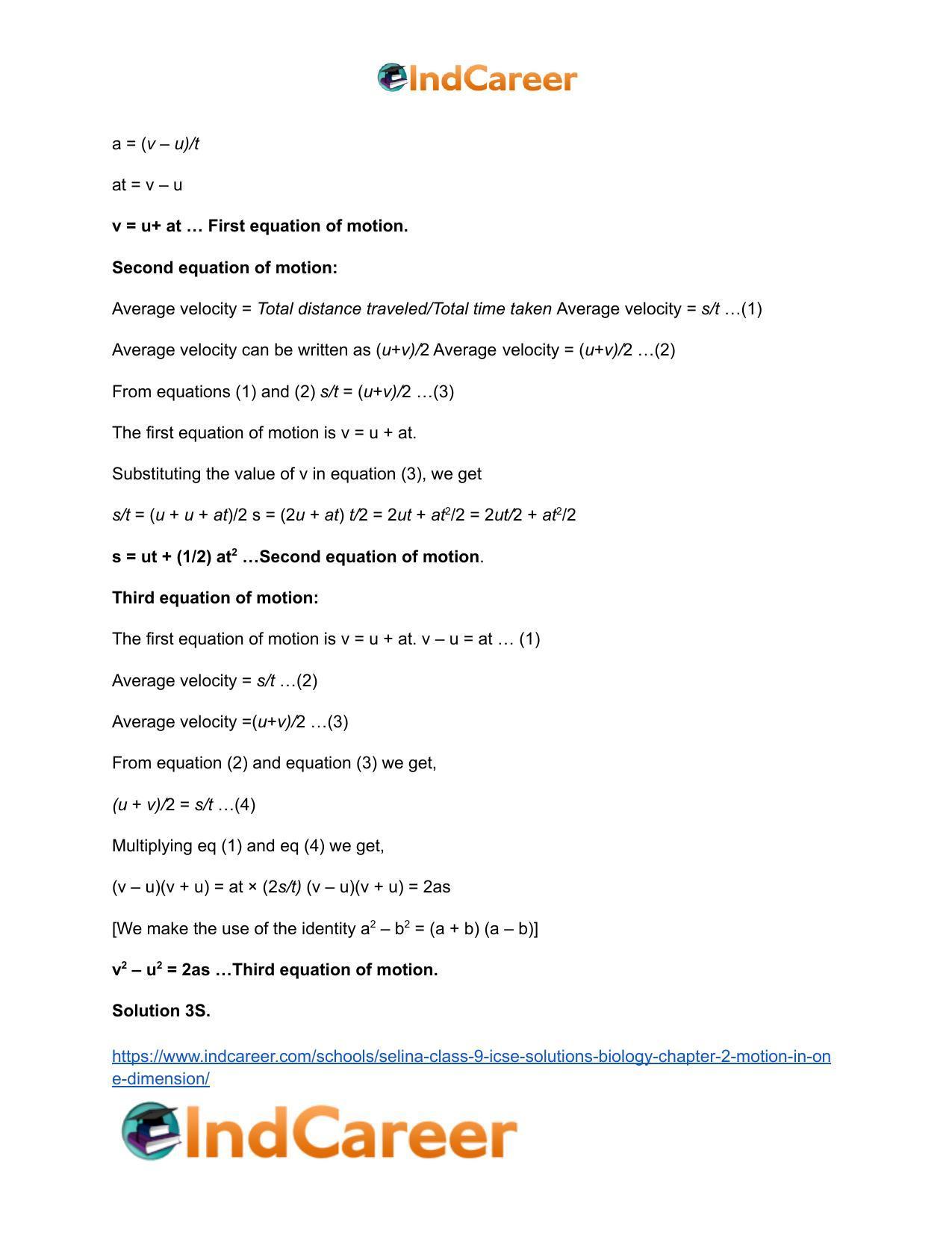 Selina Class 9 ICSE Solutions Biology : Chapter 2- Motion in One Dimension - Page 27