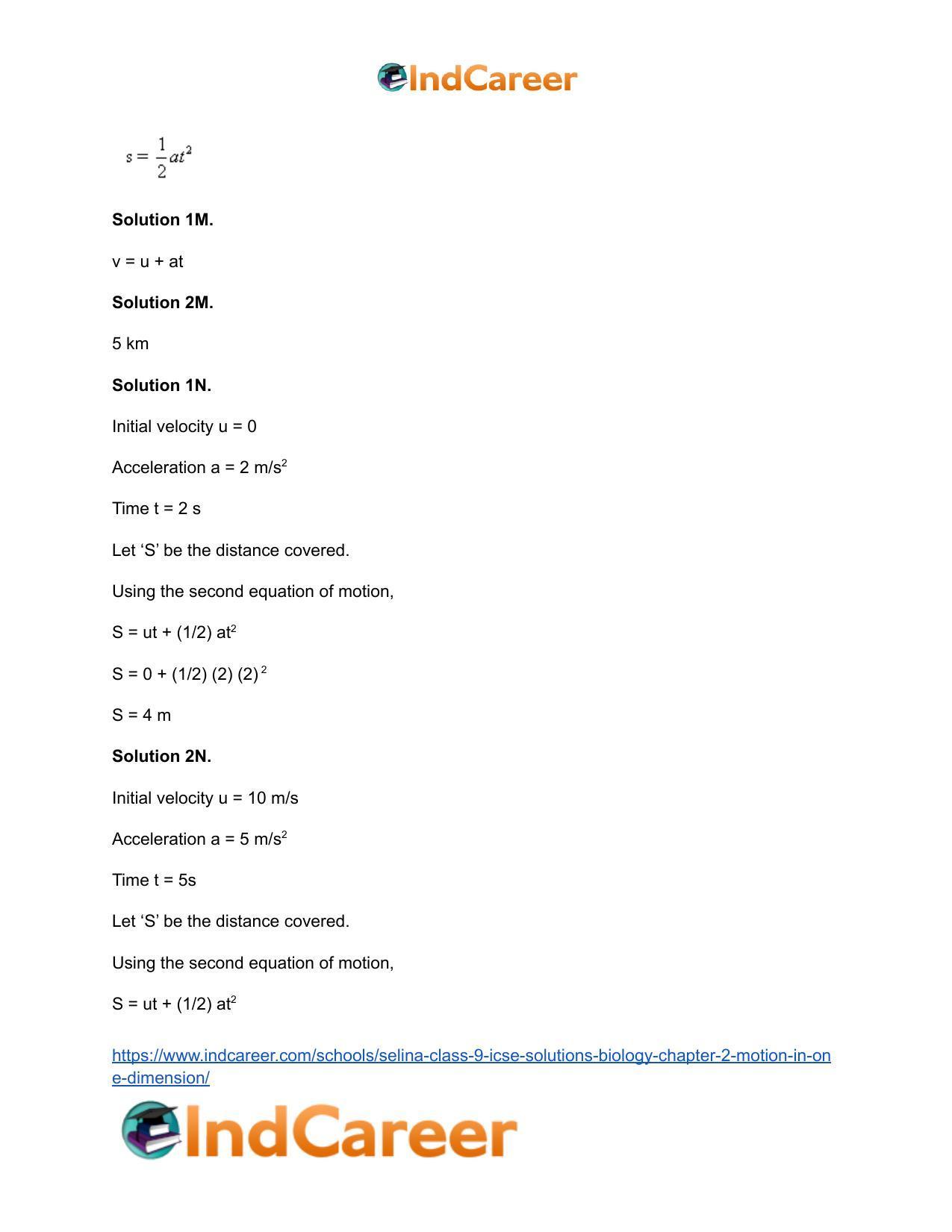 Selina Class 9 ICSE Solutions Biology : Chapter 2- Motion in One Dimension - Page 28