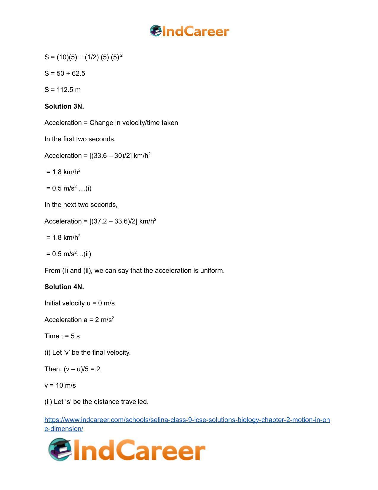 Selina Class 9 ICSE Solutions Biology : Chapter 2- Motion in One Dimension - Page 29