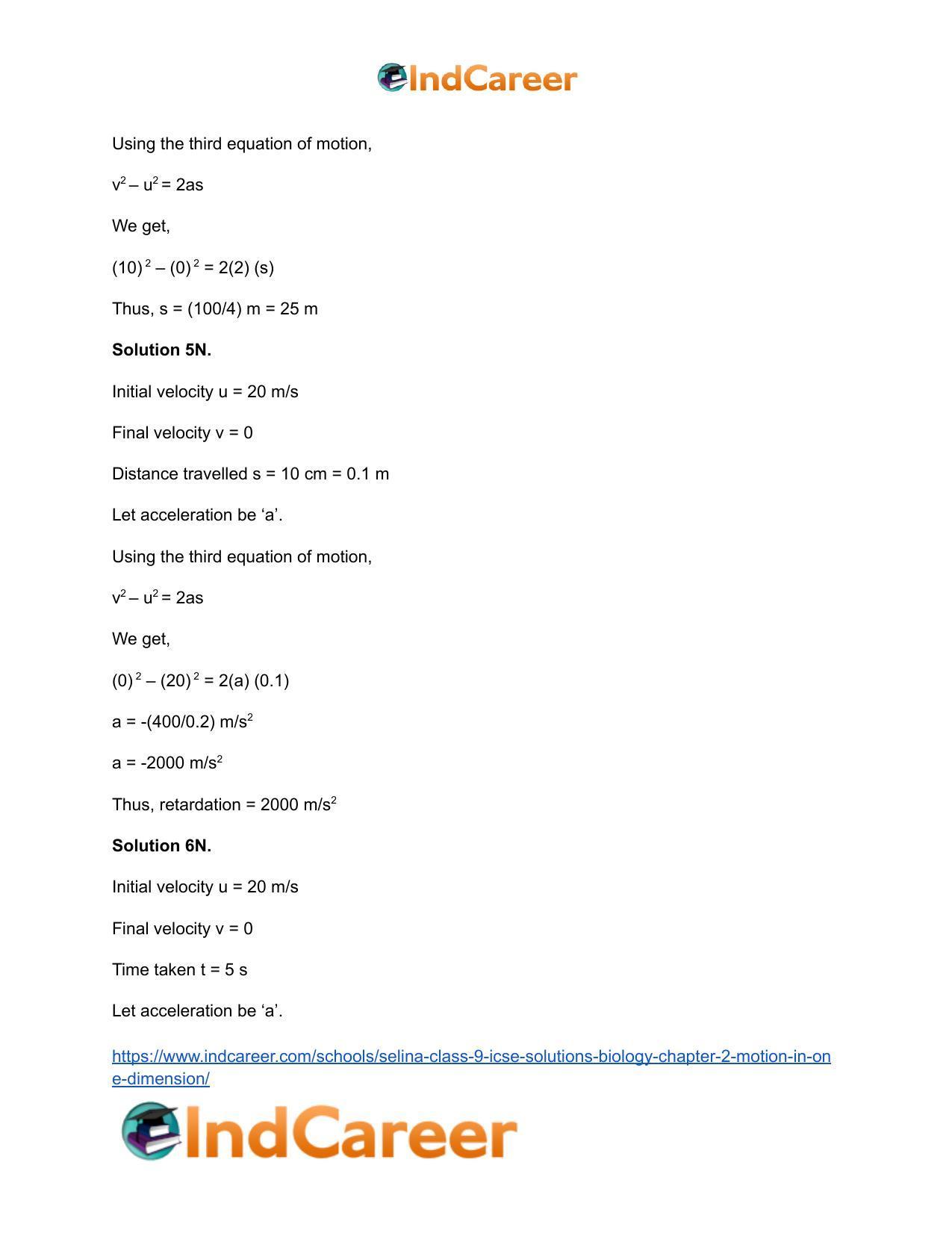 Selina Class 9 ICSE Solutions Biology : Chapter 2- Motion in One Dimension - Page 30