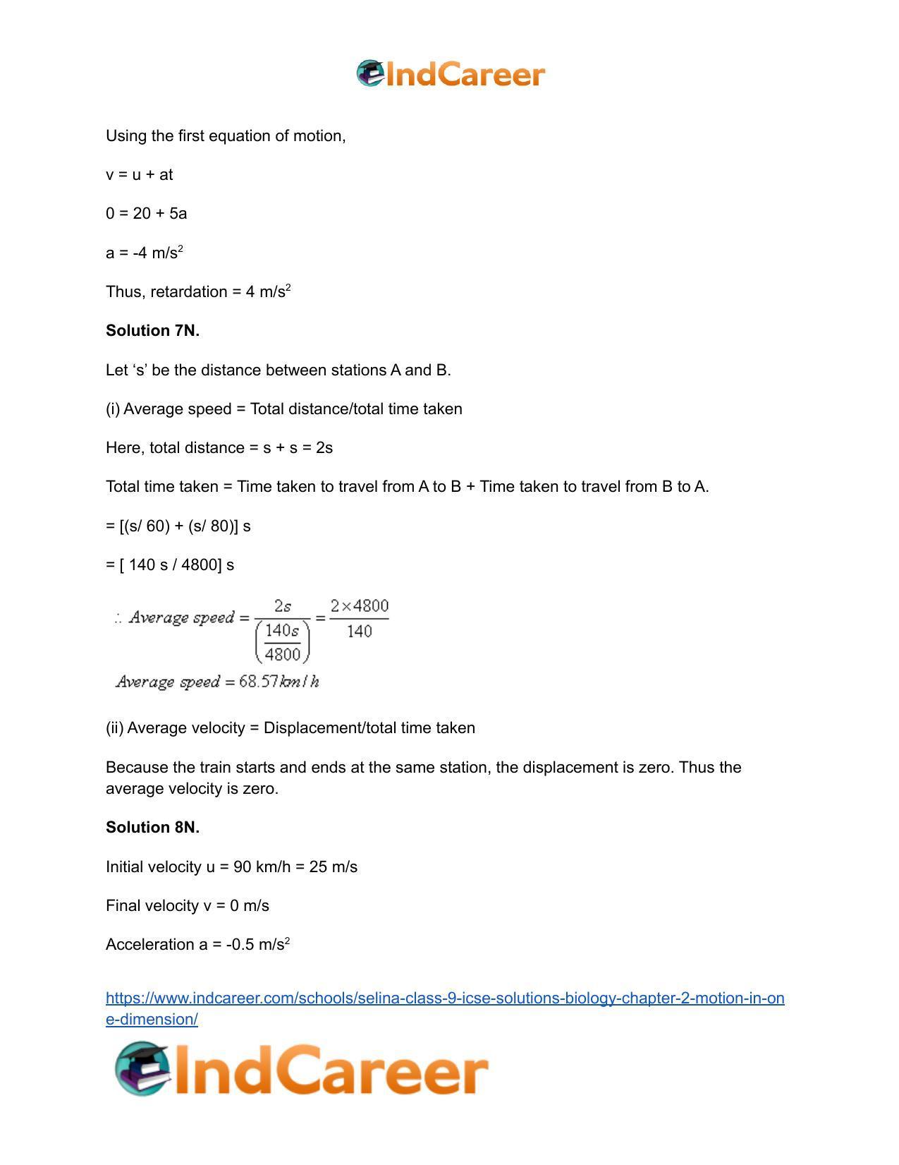 Selina Class 9 ICSE Solutions Biology : Chapter 2- Motion in One Dimension - Page 31