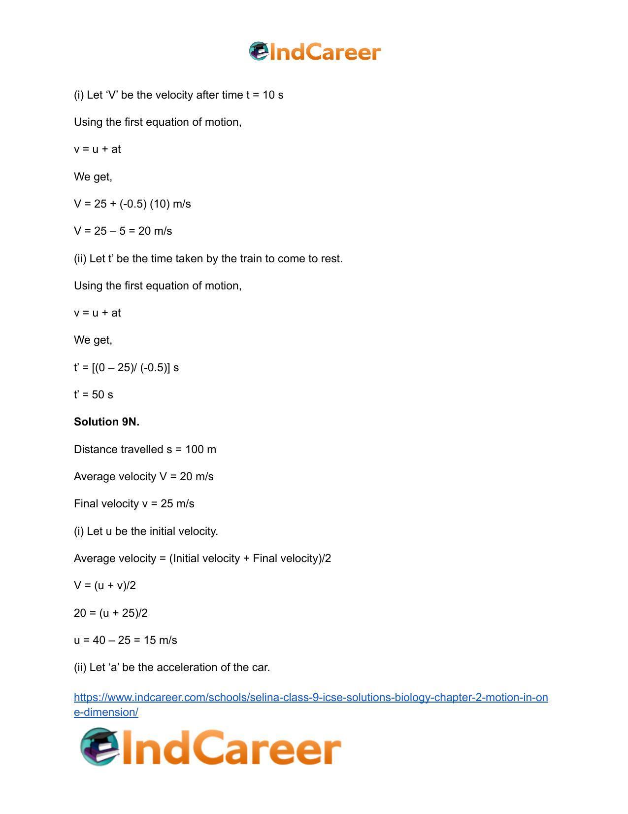Selina Class 9 ICSE Solutions Biology : Chapter 2- Motion in One Dimension - Page 32