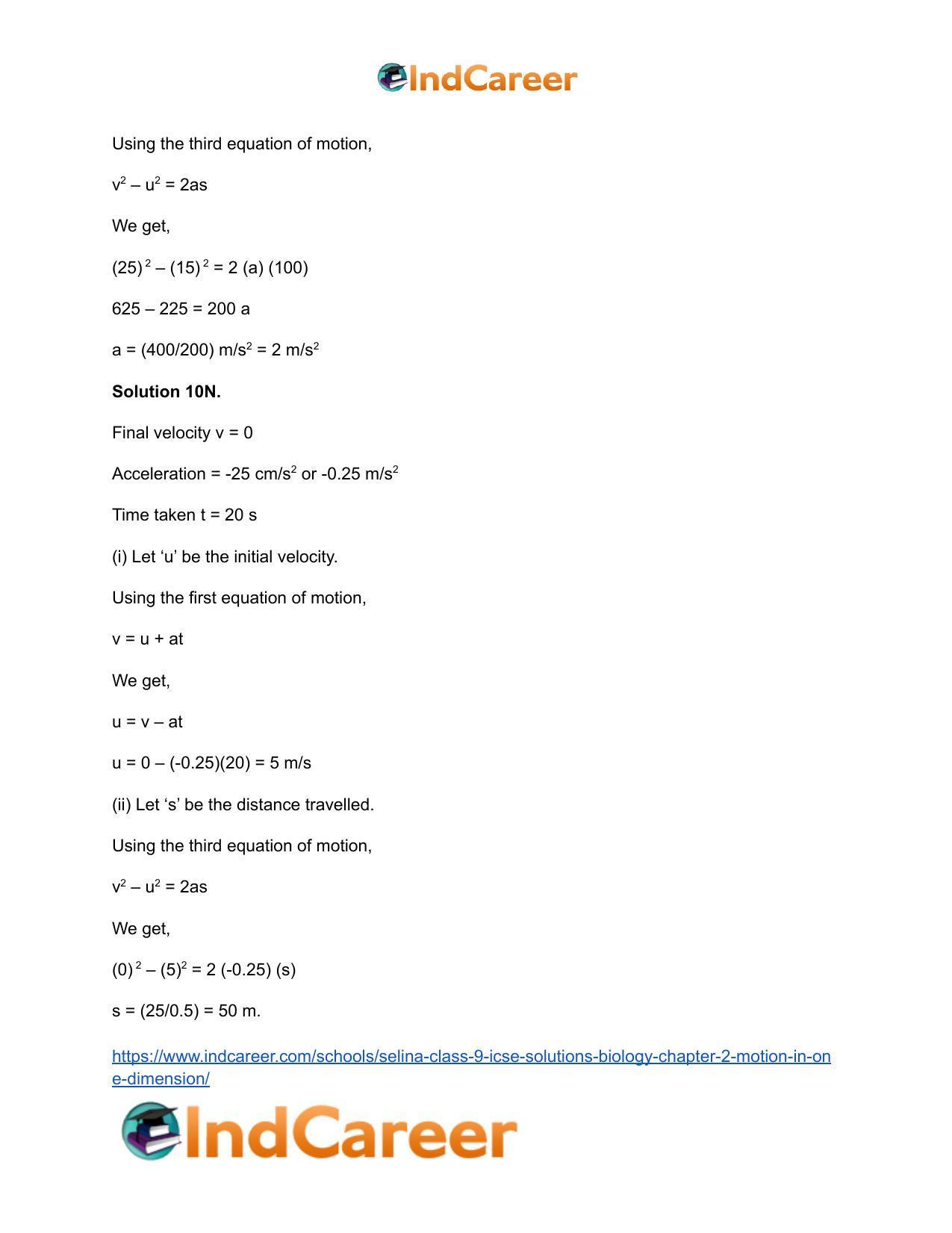 Selina Class 9 ICSE Solutions Biology : Chapter 2- Motion in One Dimension - Page 33
