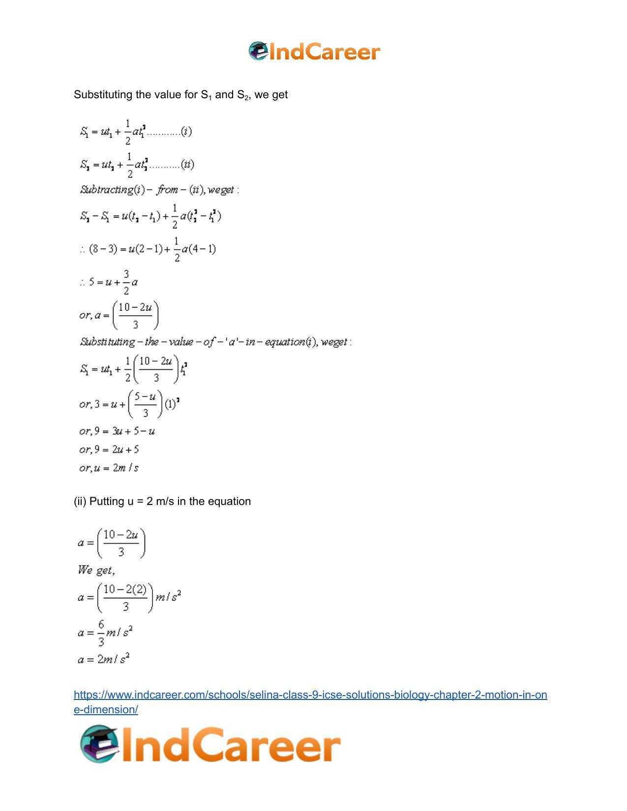 Selina Class 9 ICSE Solutions Biology : Chapter 2- Motion in One Dimension - Page 35