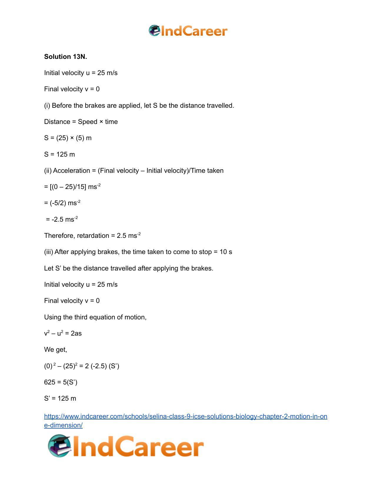 Selina Class 9 ICSE Solutions Biology : Chapter 2- Motion in One Dimension - Page 36