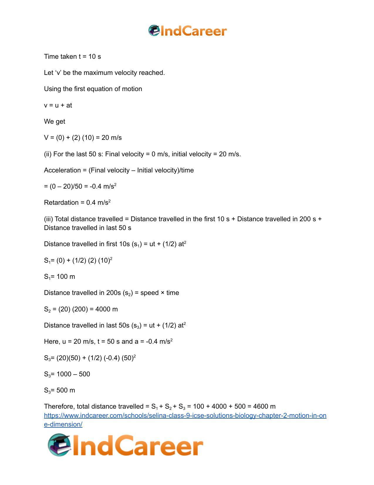 Selina Class 9 ICSE Solutions Biology : Chapter 2- Motion in One Dimension - Page 38