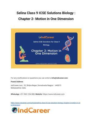 Selina Class 9 ICSE Solutions Biology : Chapter 2- Motion in One Dimension