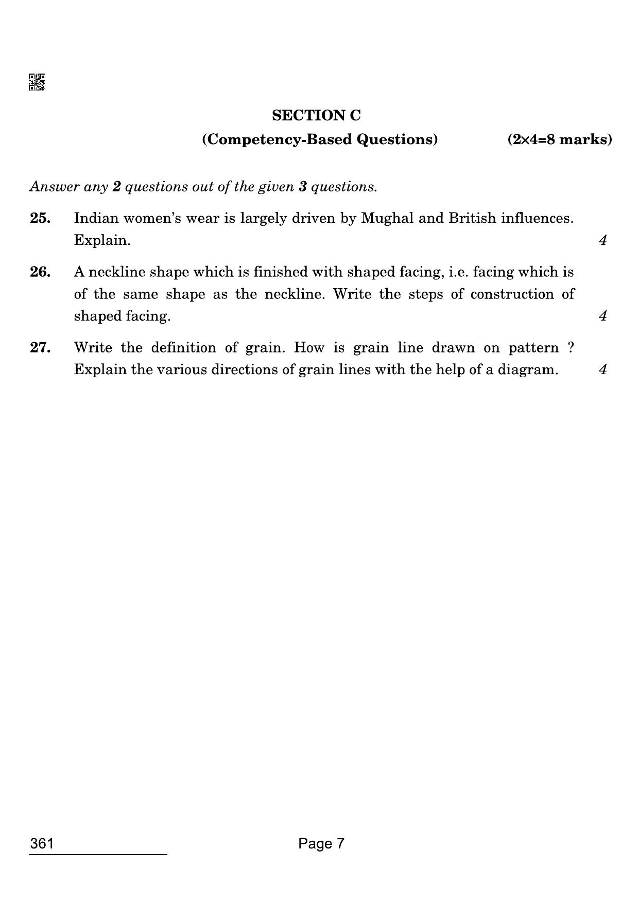 CBSE Class 12 361 Fashion Studies 2022 Compartment Question Paper - Page 7