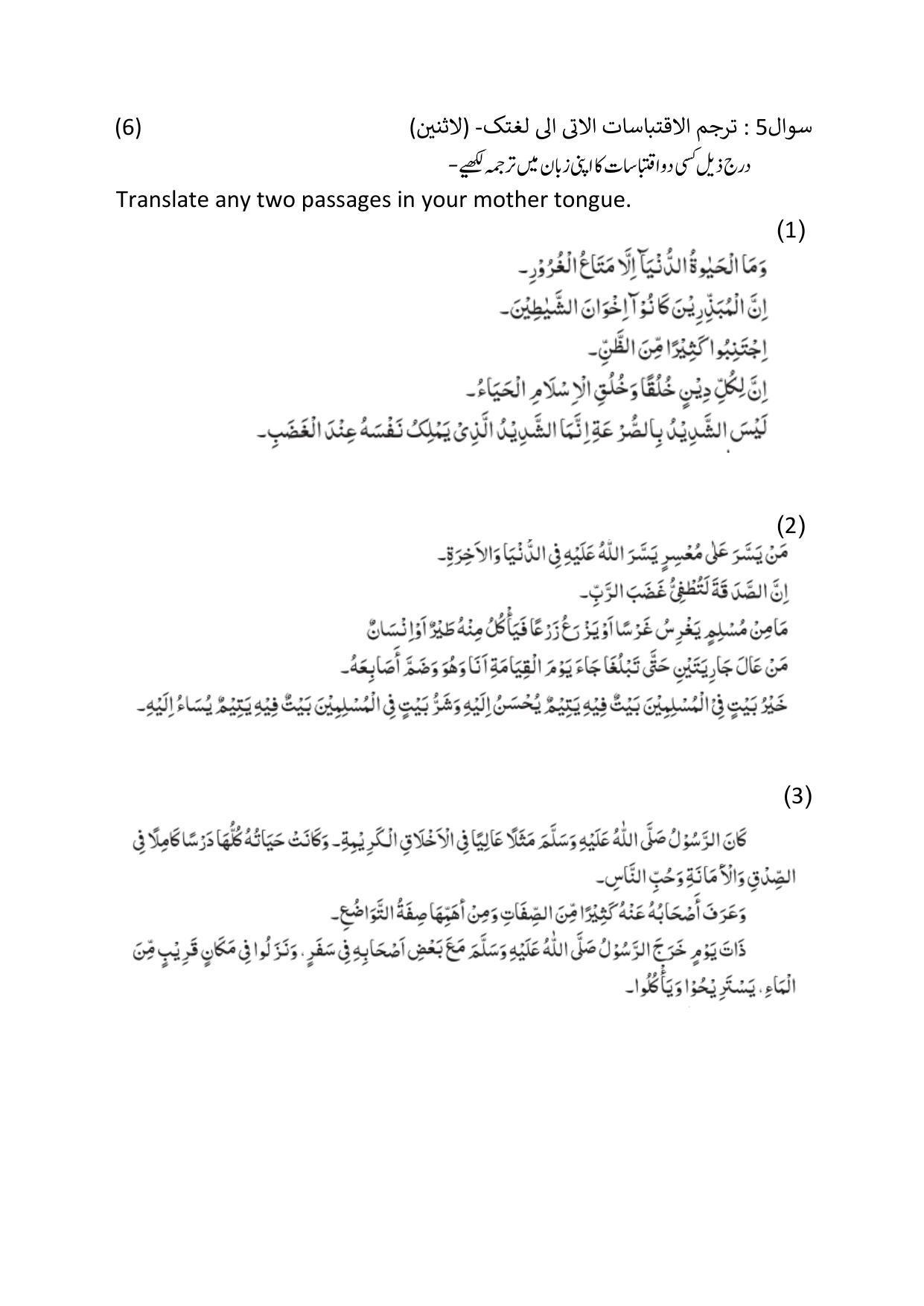 Maharashtra Board Class 10 Arabic Sample Paper (Urdu Medium) - Page 17