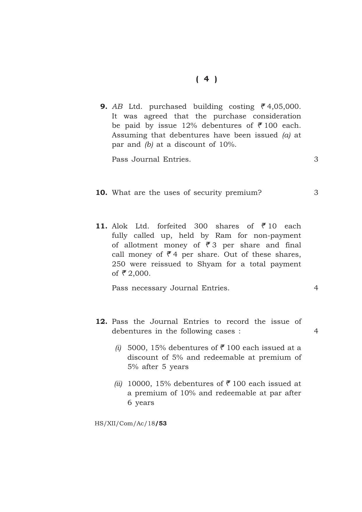 Meghalaya Board (MBOSE) Class 12 ACCOUNTANCY 2018 Question Paper - Page 4