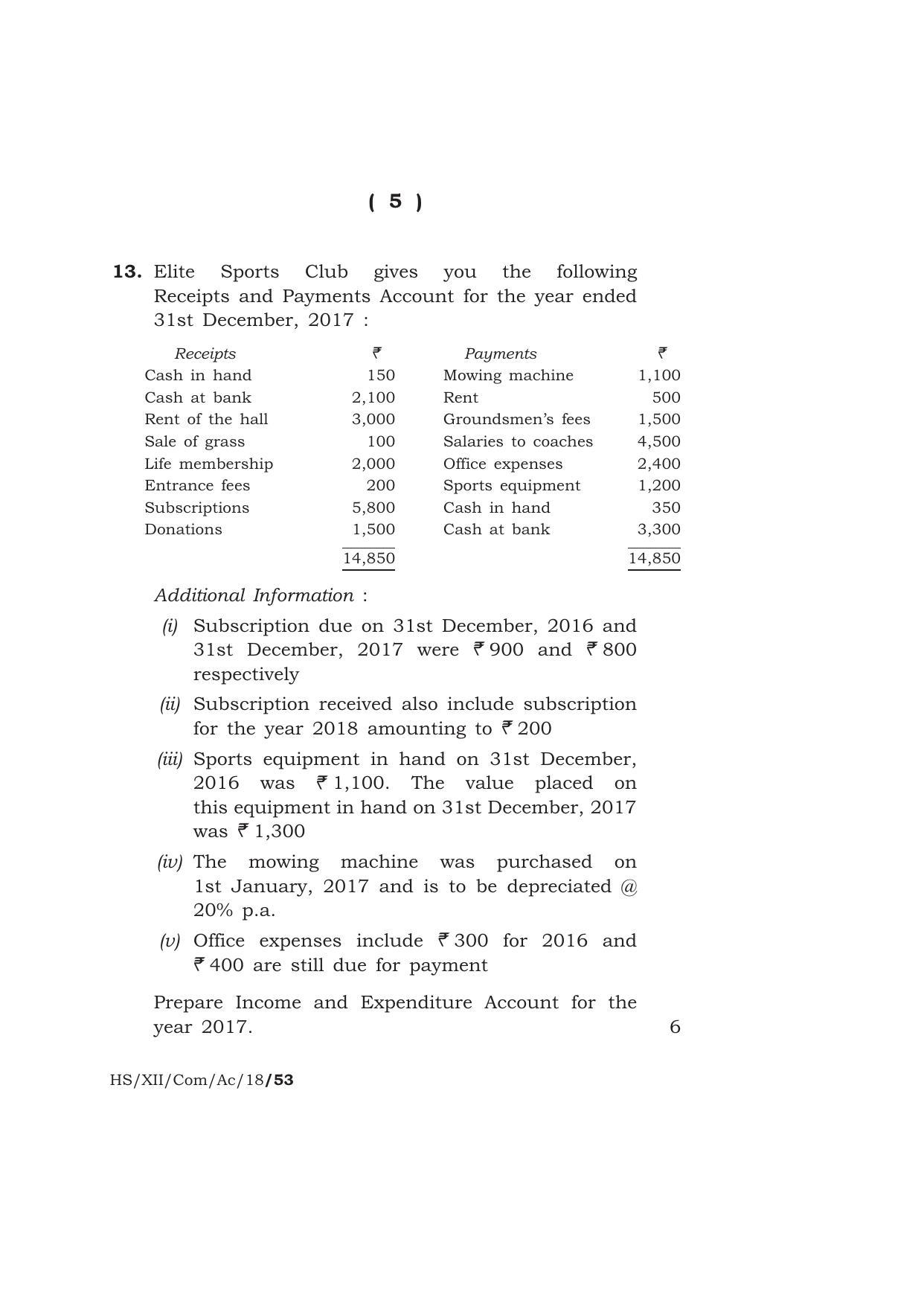 Meghalaya Board (MBOSE) Class 12 ACCOUNTANCY 2018 Question Paper - Page 5