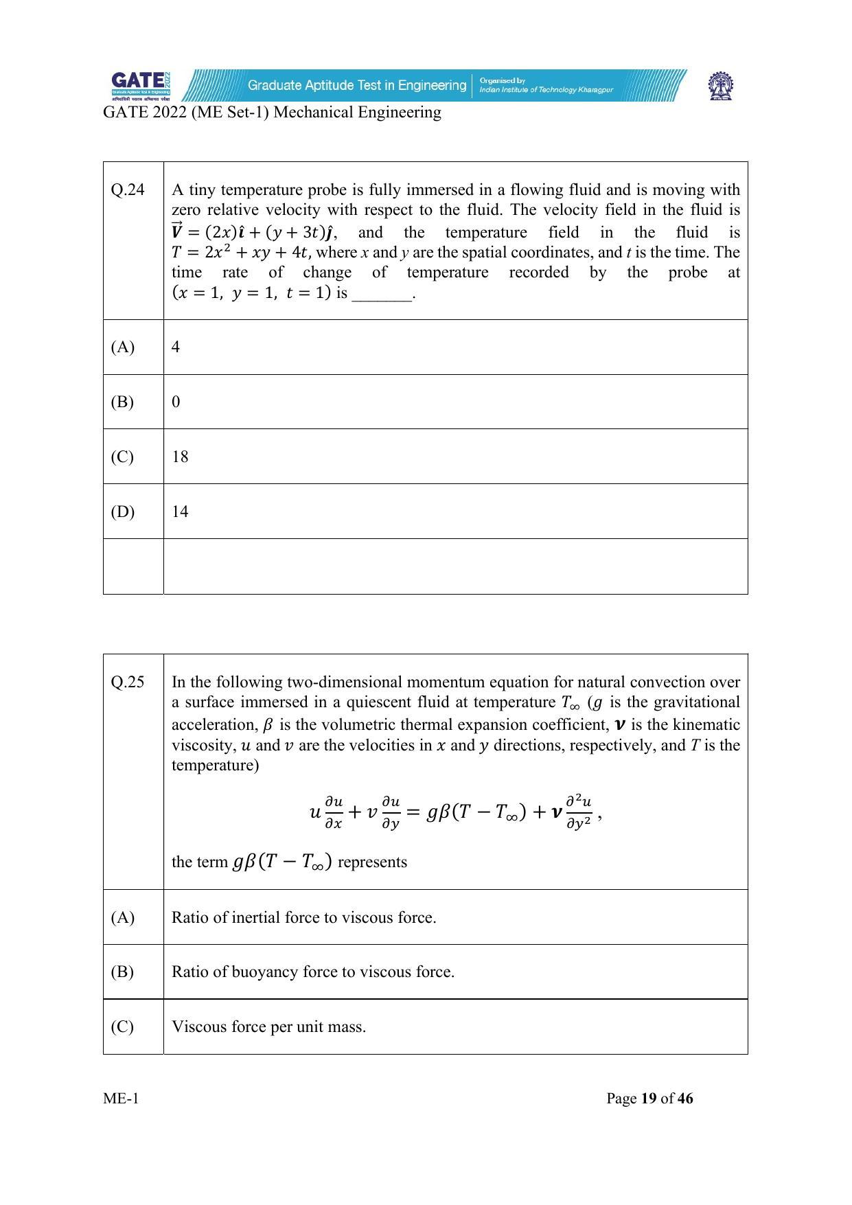 GATE 2022 Mechanical Engineering (ME-1) (Forenoon) Question Paper - Page 19
