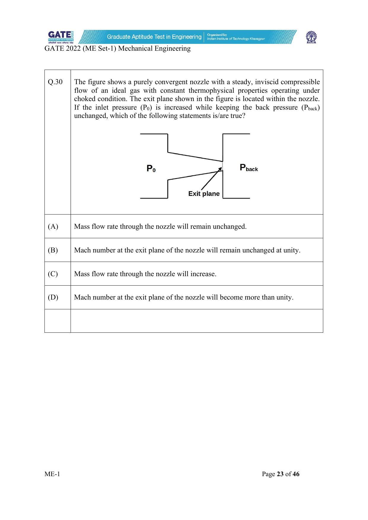 GATE 2022 Mechanical Engineering (ME-1) (Forenoon) Question Paper - Page 23