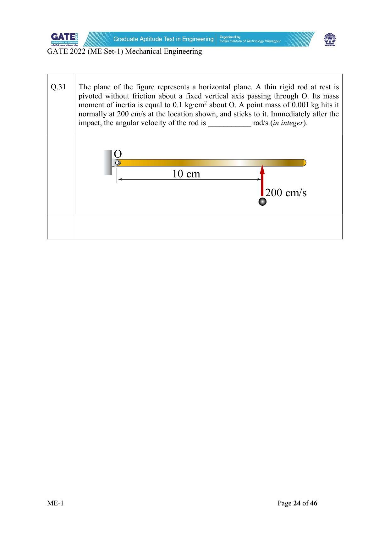 GATE 2022 Mechanical Engineering (ME-1) (Forenoon) Question Paper - Page 24