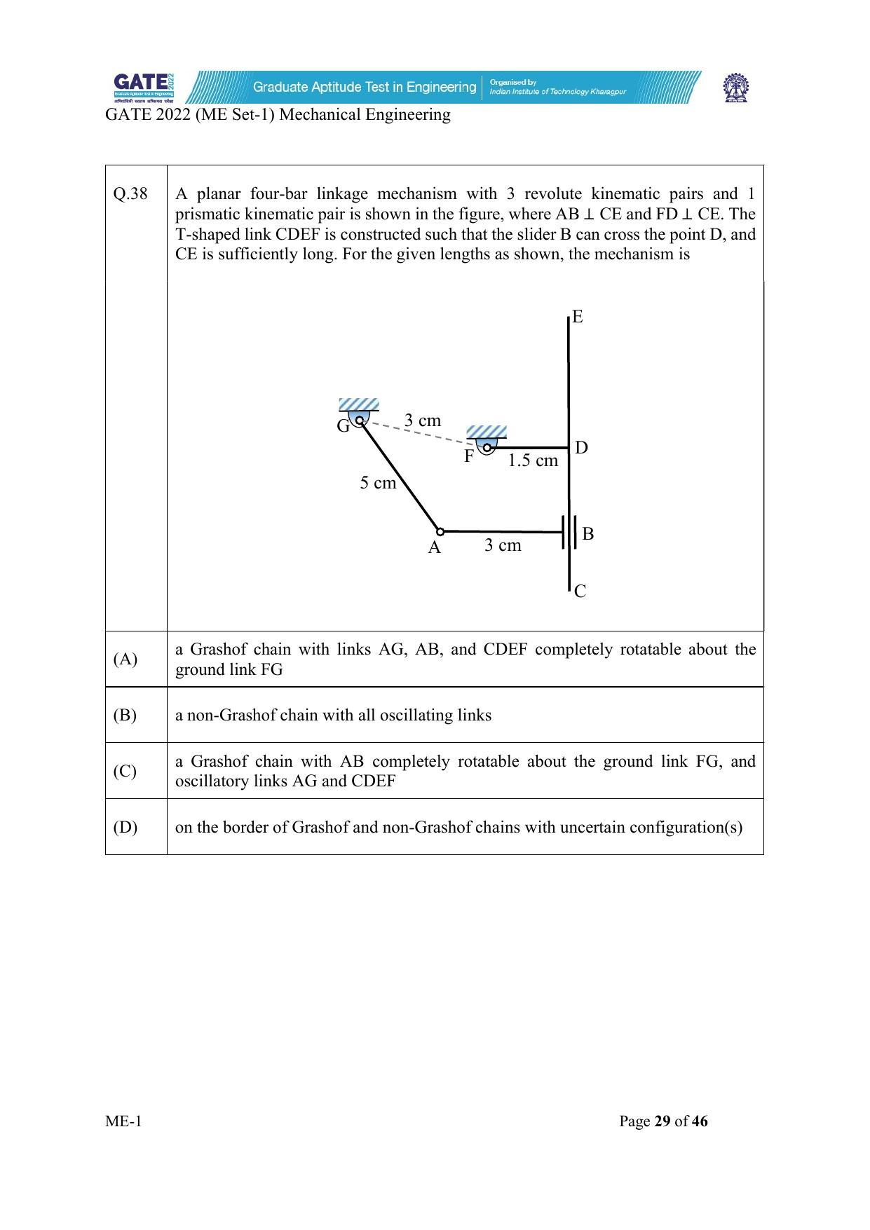GATE 2022 Mechanical Engineering (ME-1) (Forenoon) Question Paper - Page 29