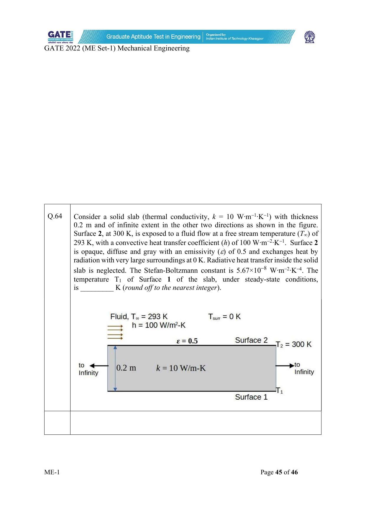 GATE 2022 Mechanical Engineering (ME-1) (Forenoon) Question Paper - Page 45