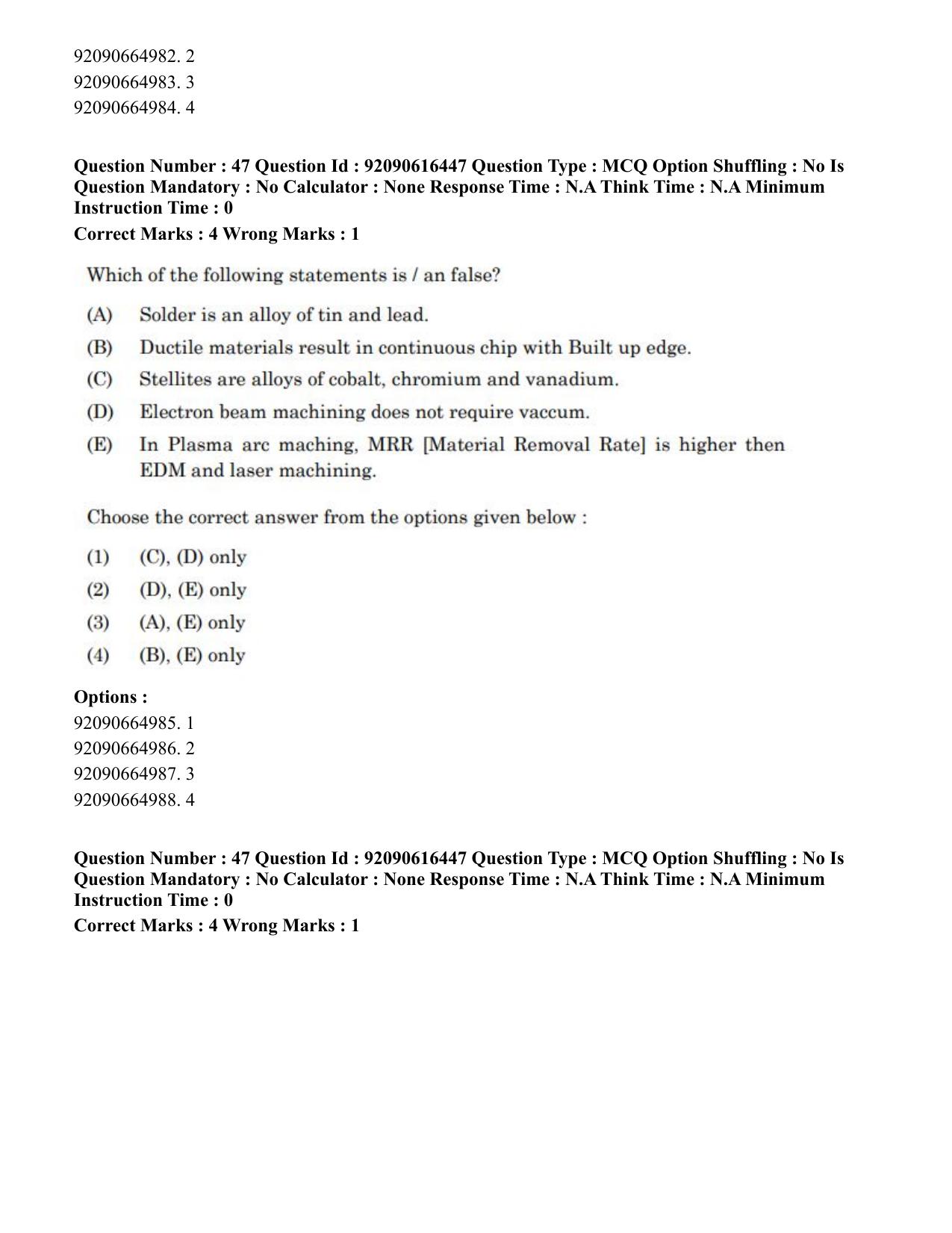 CUET PG 2023: MTQP07 – Mechanical Engineering(ENG)-shift 1 (14-06-2023) Question Paper - Page 44
